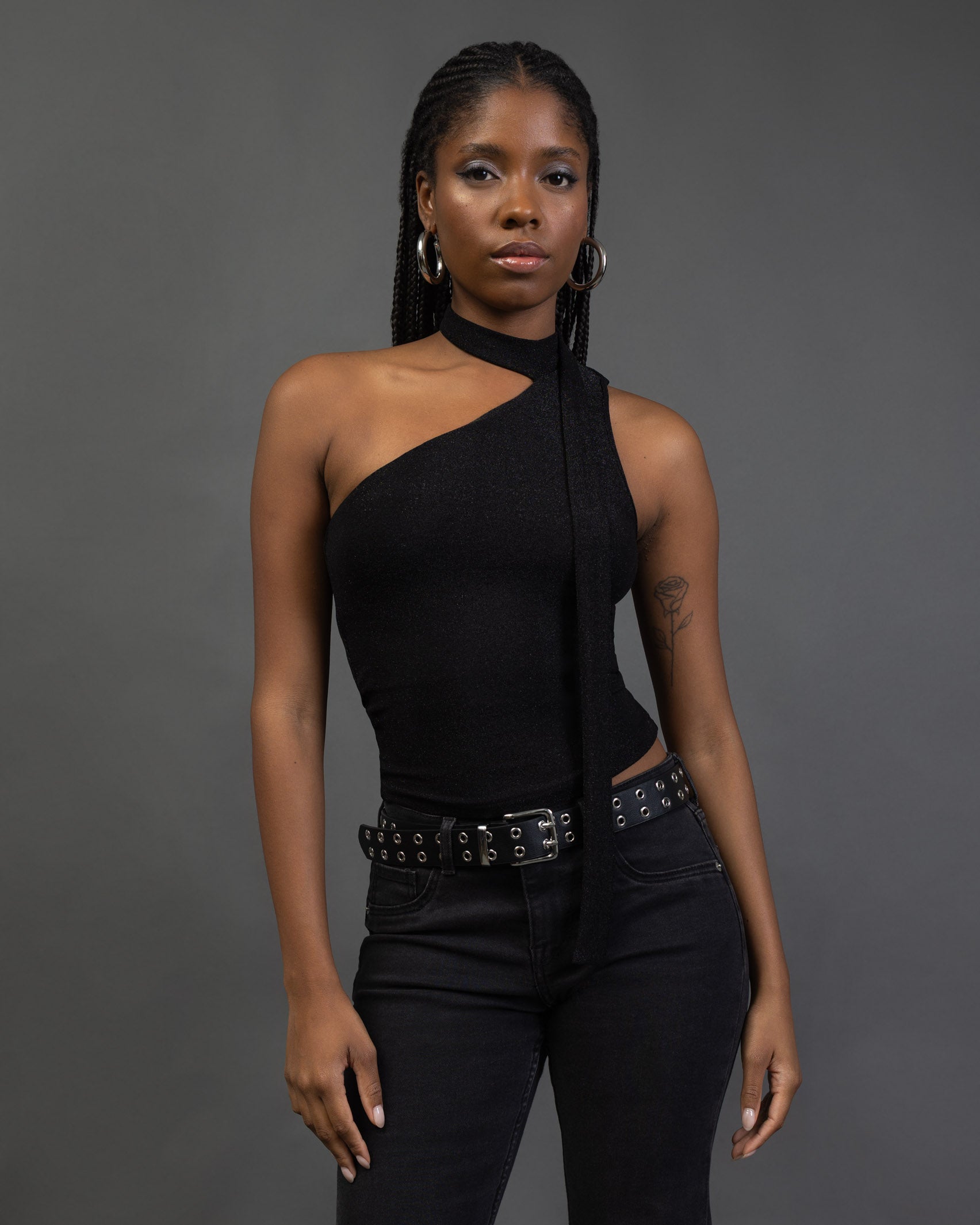 One Shoulder Top mit Schal