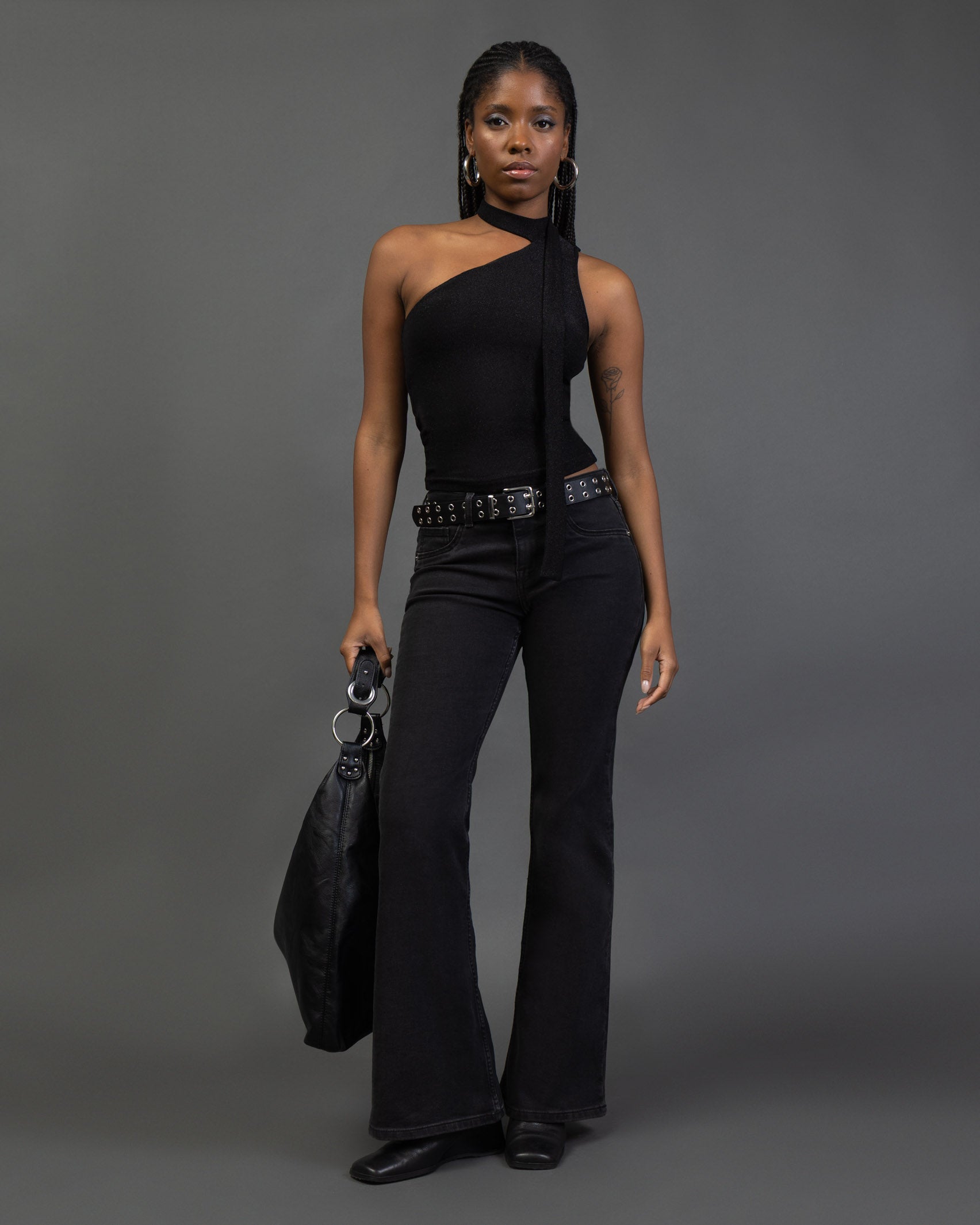 One Shoulder Top mit Schal