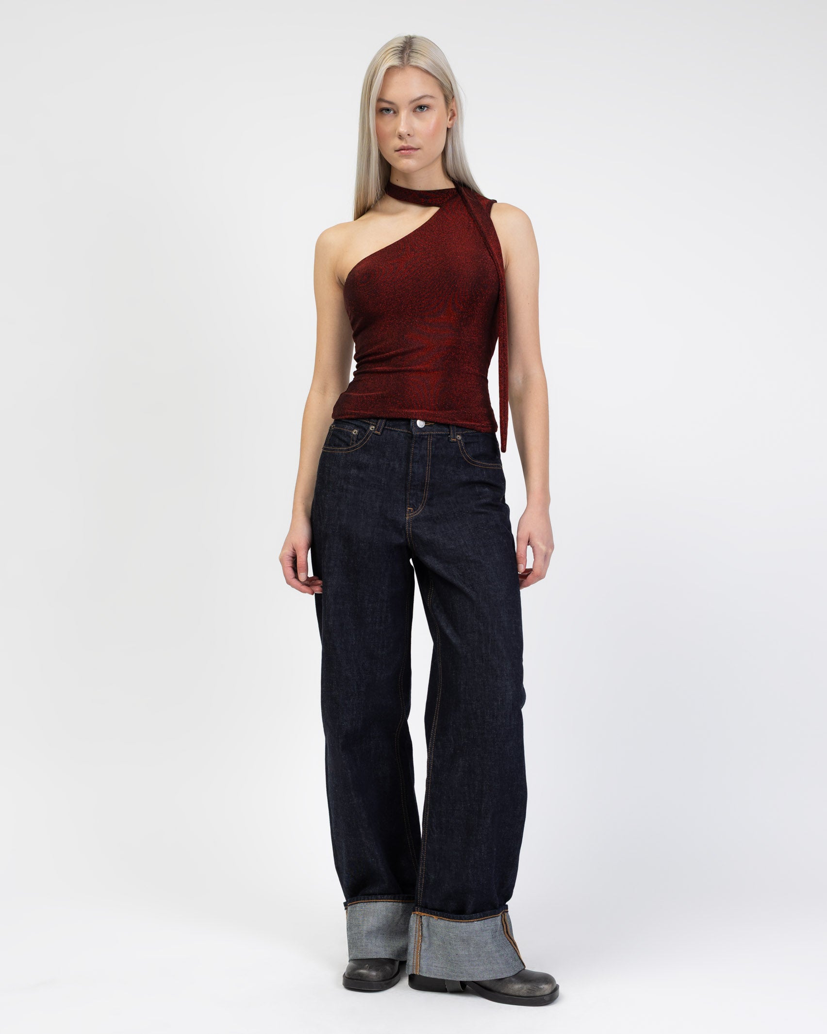 One Shoulder Top mit Schal