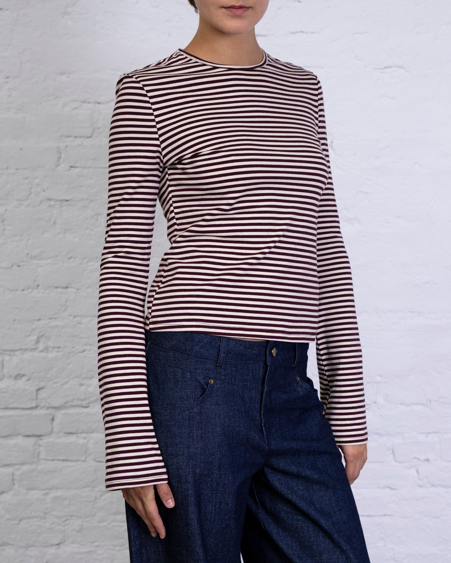 Gestreiftes Longshirt mit Trompetenärmeln