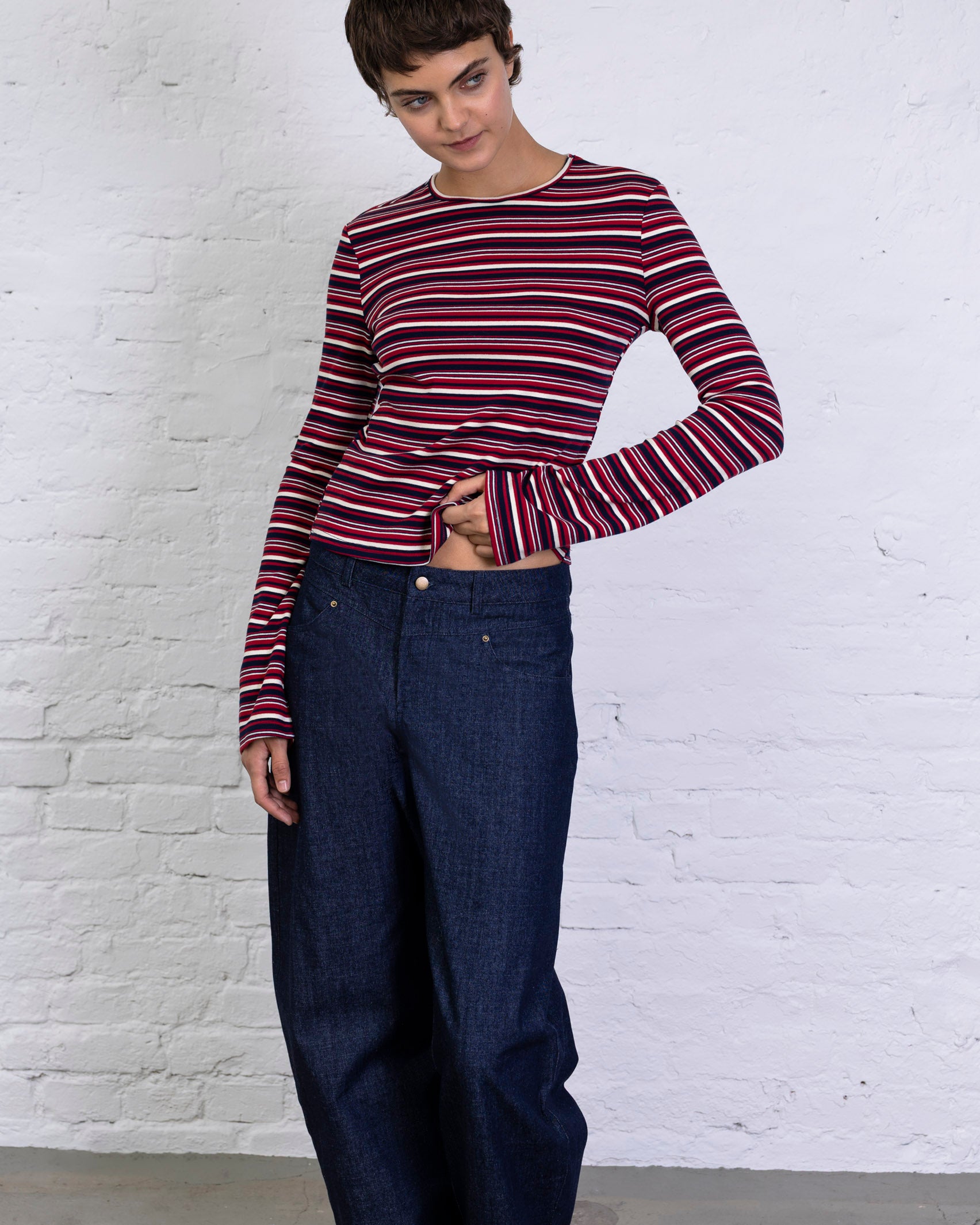 Longshirt mit Streifenmix