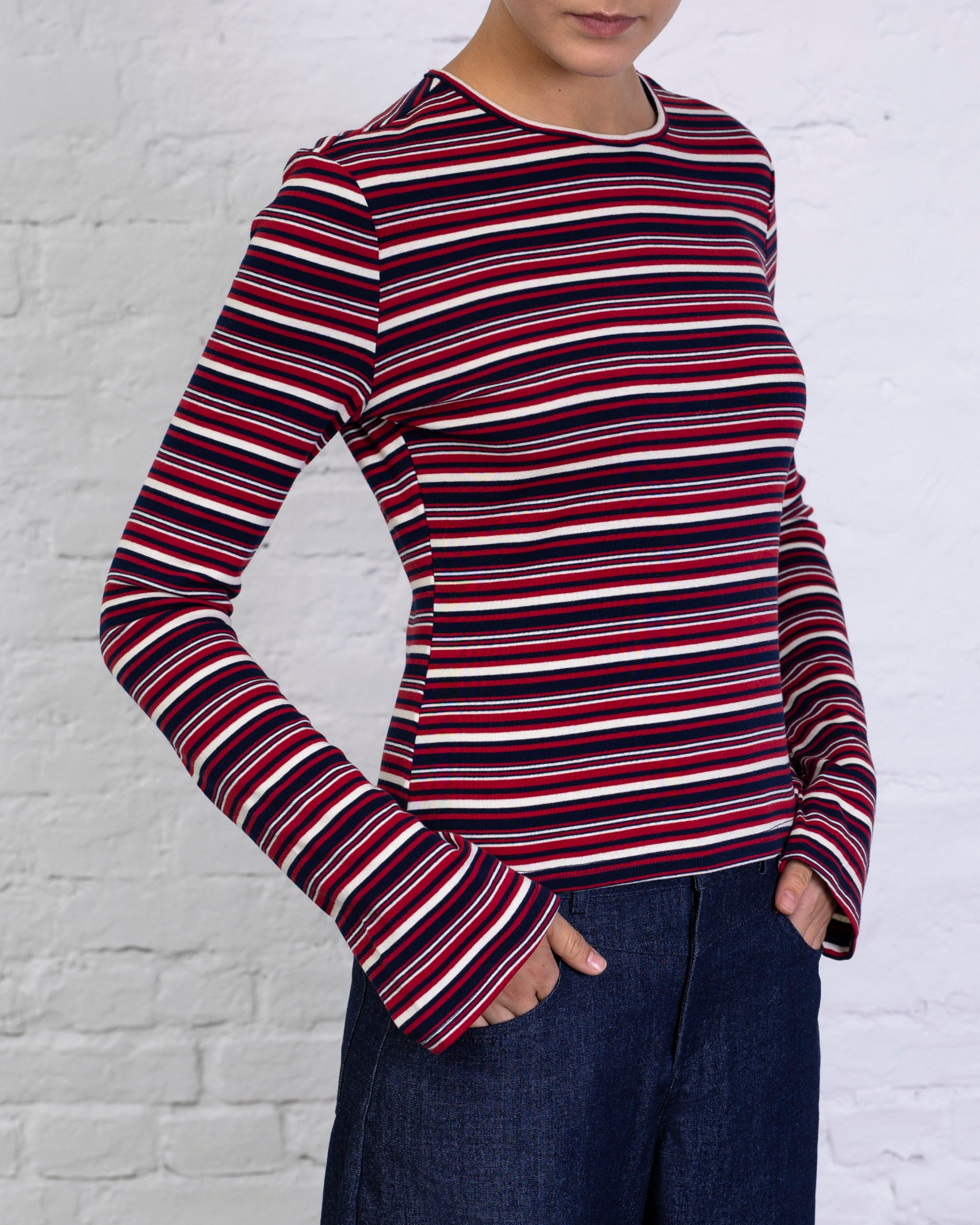 Longshirt mit Streifenmix