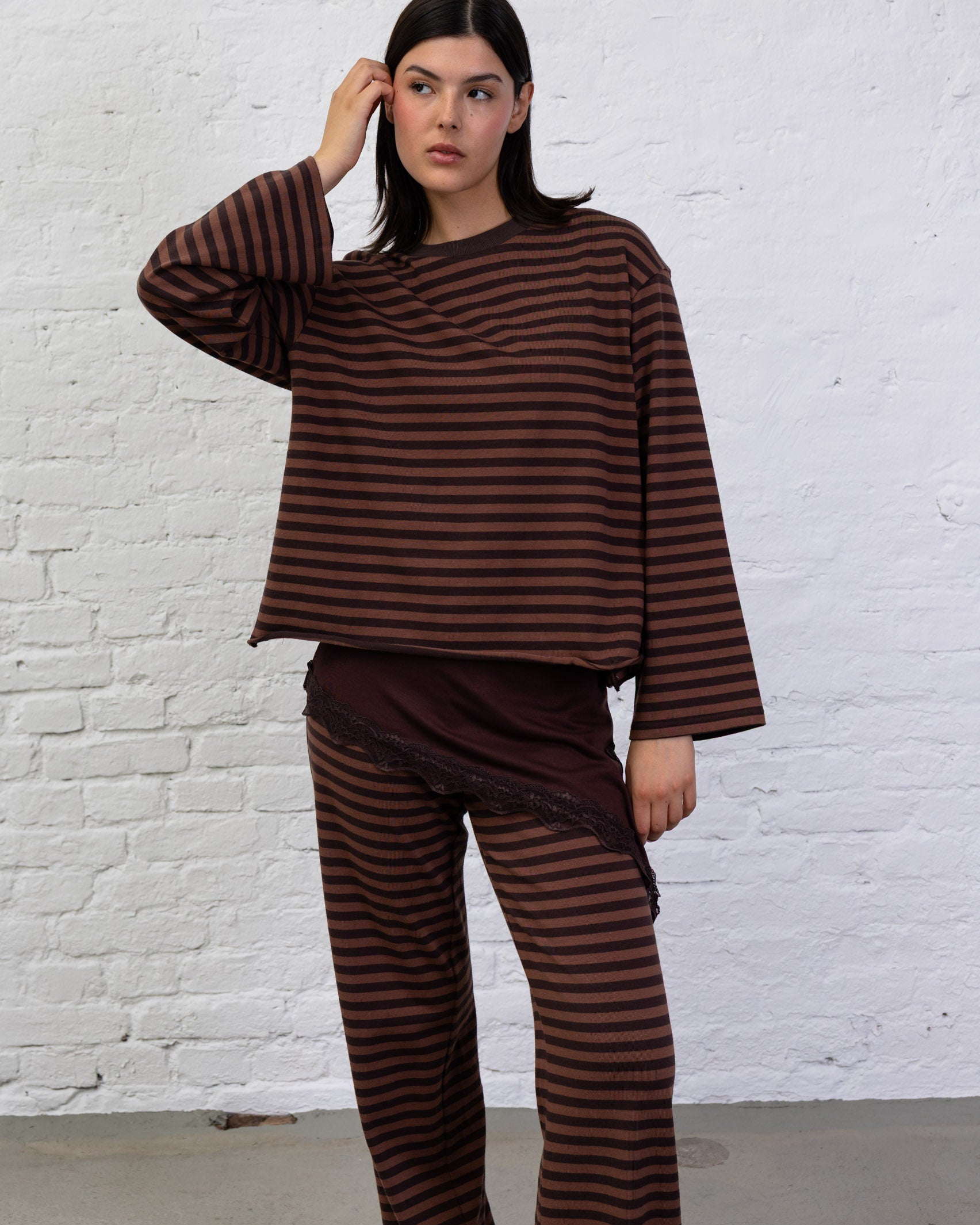 Oversize Langarmshirt mit Streifen