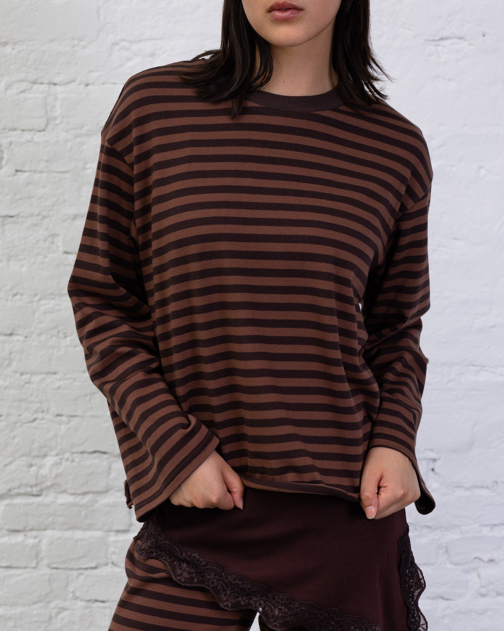 Oversize Langarmshirt mit Streifen