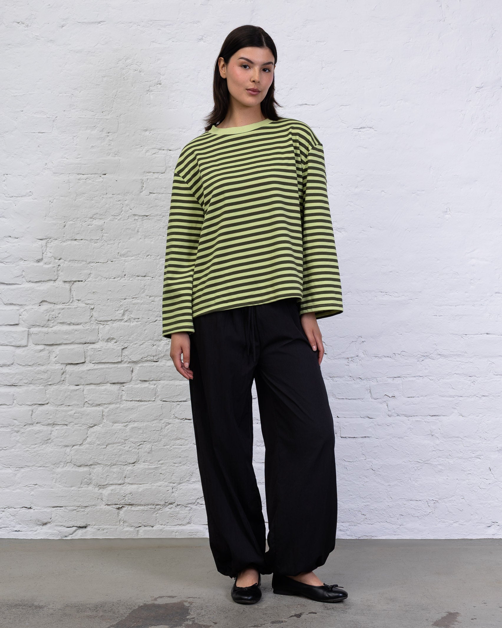 Gestreiftes Oversize Langarmshirt