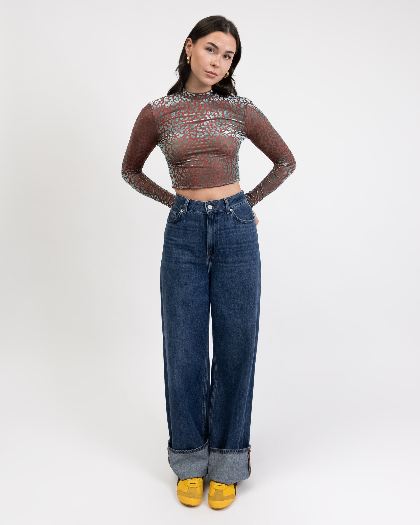 Langarmshirt mit Samt Animalprint