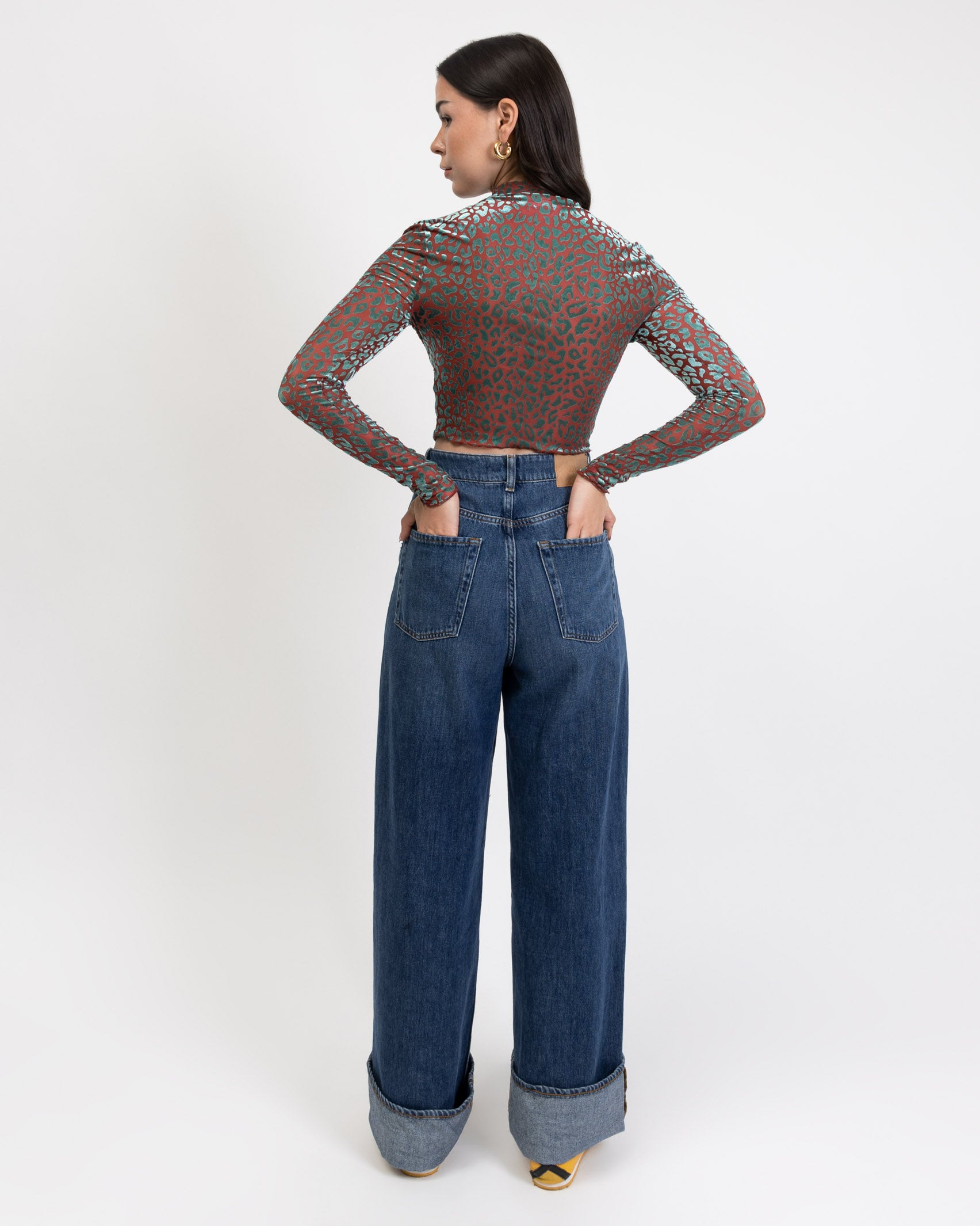 Langarmshirt mit Samt Animalprint