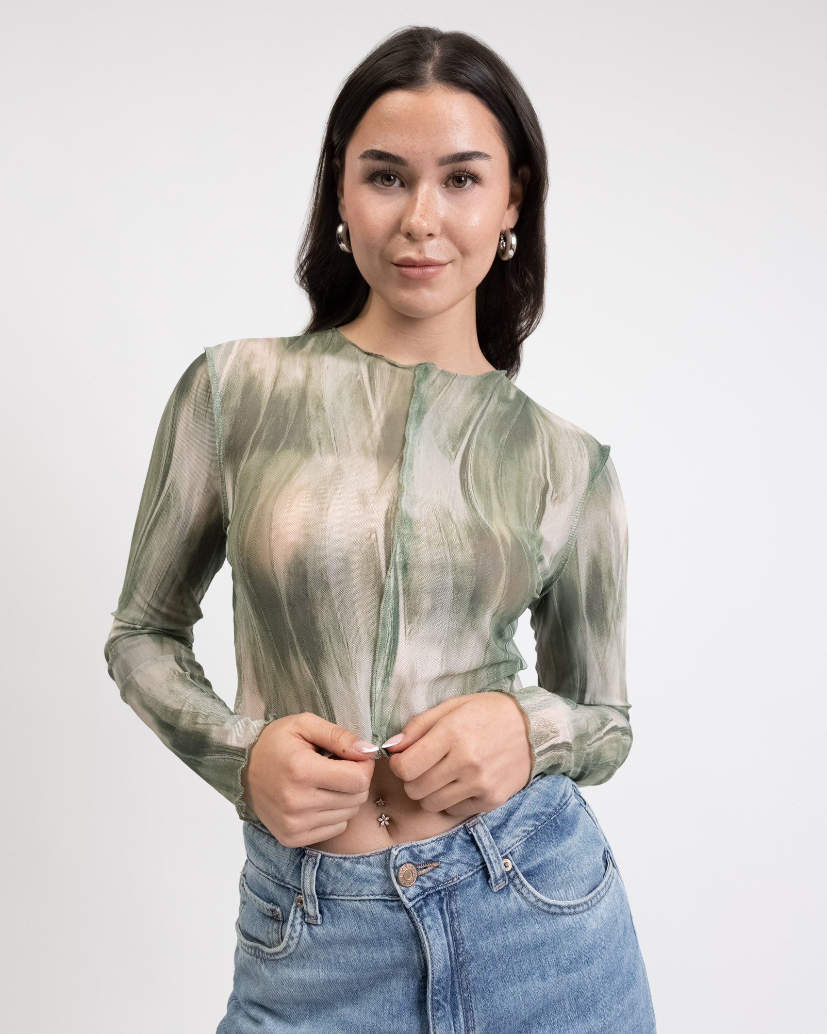 Mesh Shirt in Grüntönen