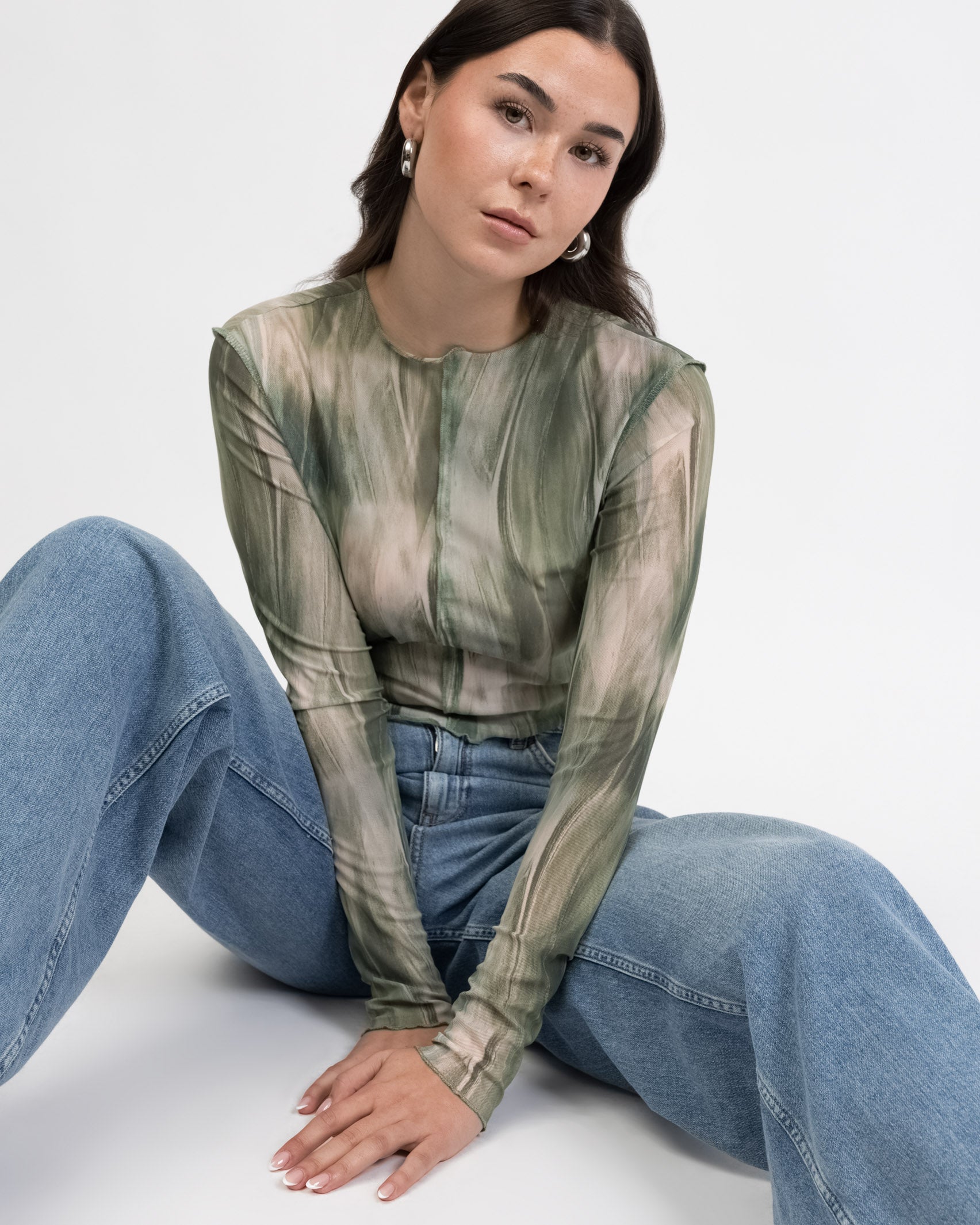 Mesh Shirt in Grüntönen