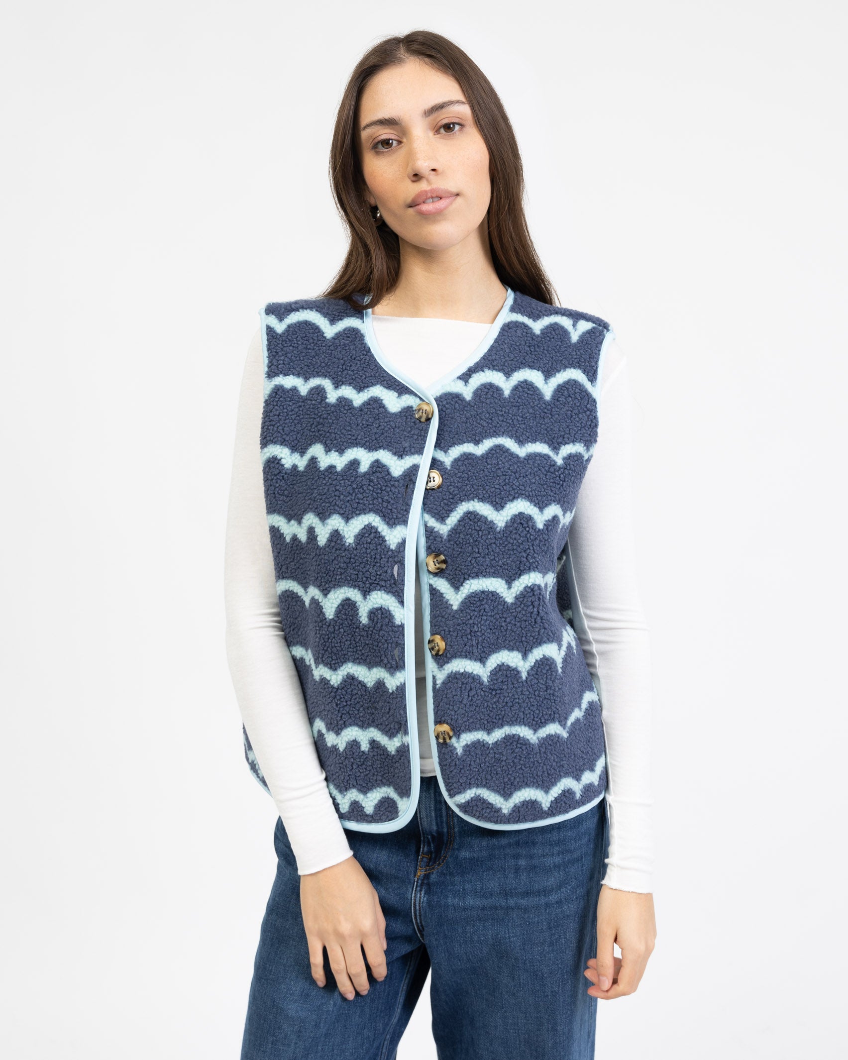 Teddy Weste mit Wellenprint