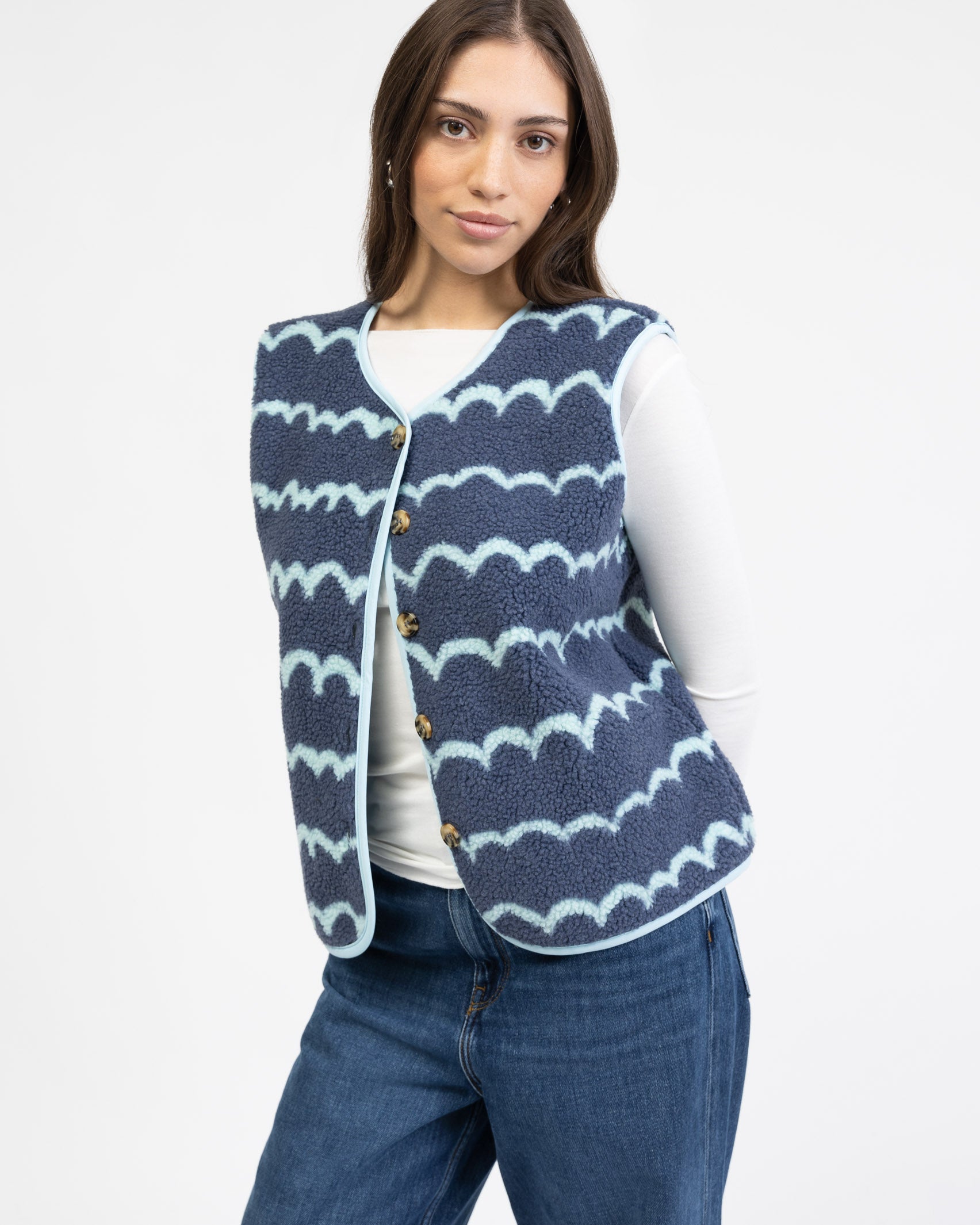 Teddy Weste mit Wellenprint