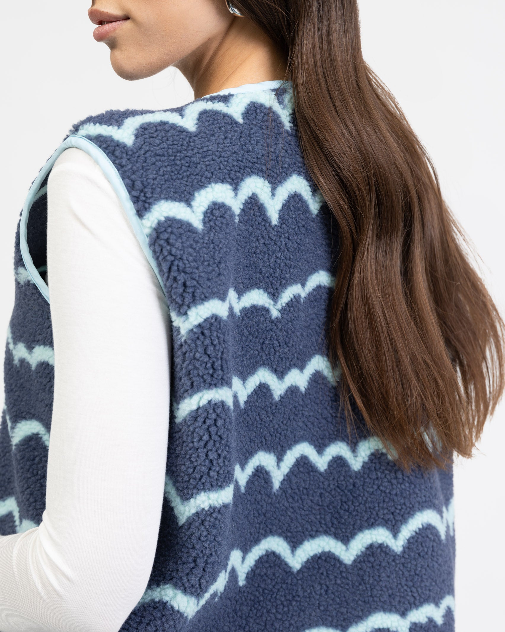 Teddy Weste mit Wellenprint