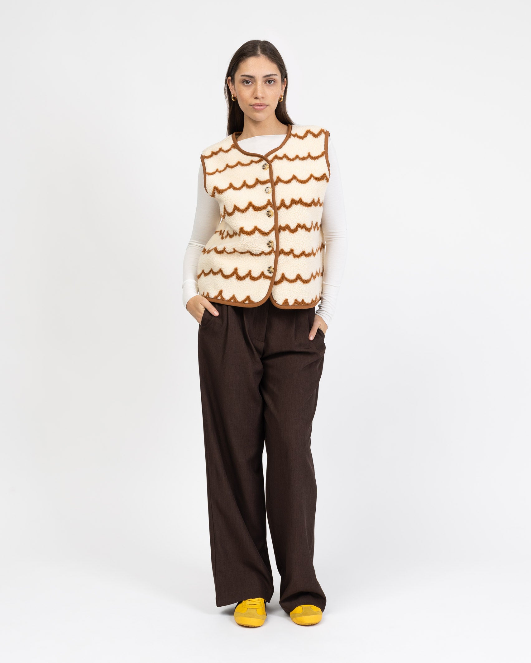 Teddy Weste mit Wellenprint