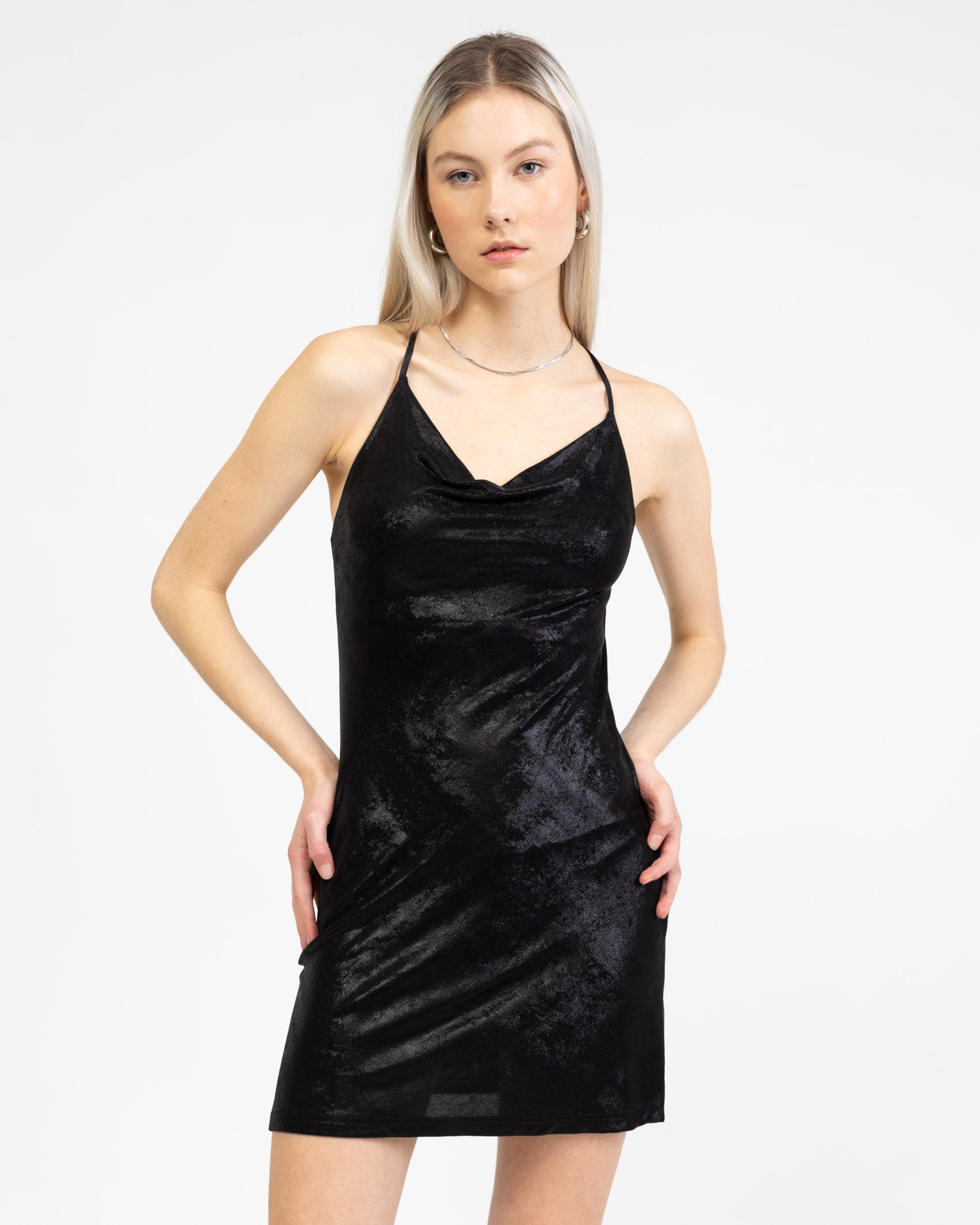 Mini Kleid mit Wasserfallausschnitt