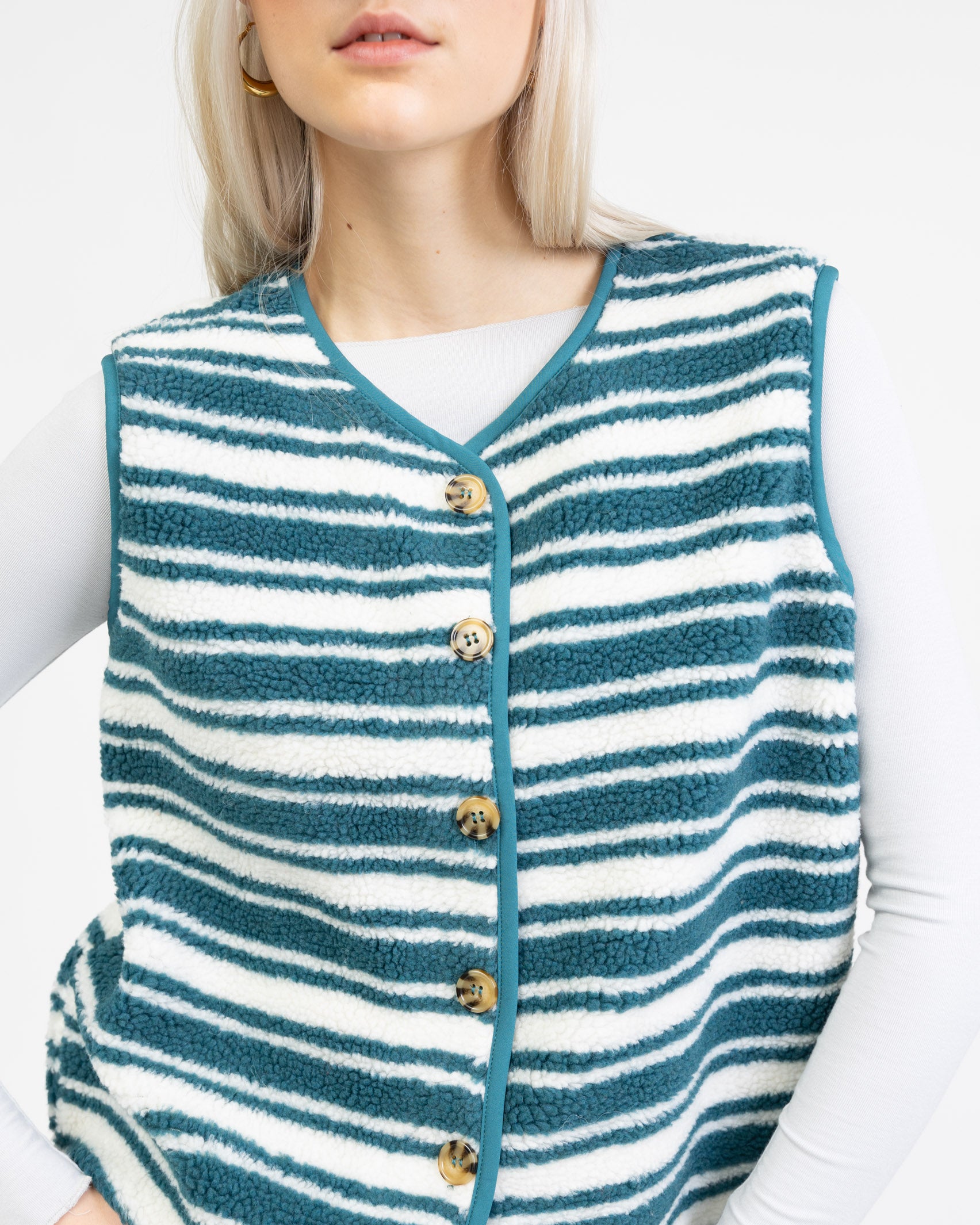 Teddy Weste mit Streifenprint