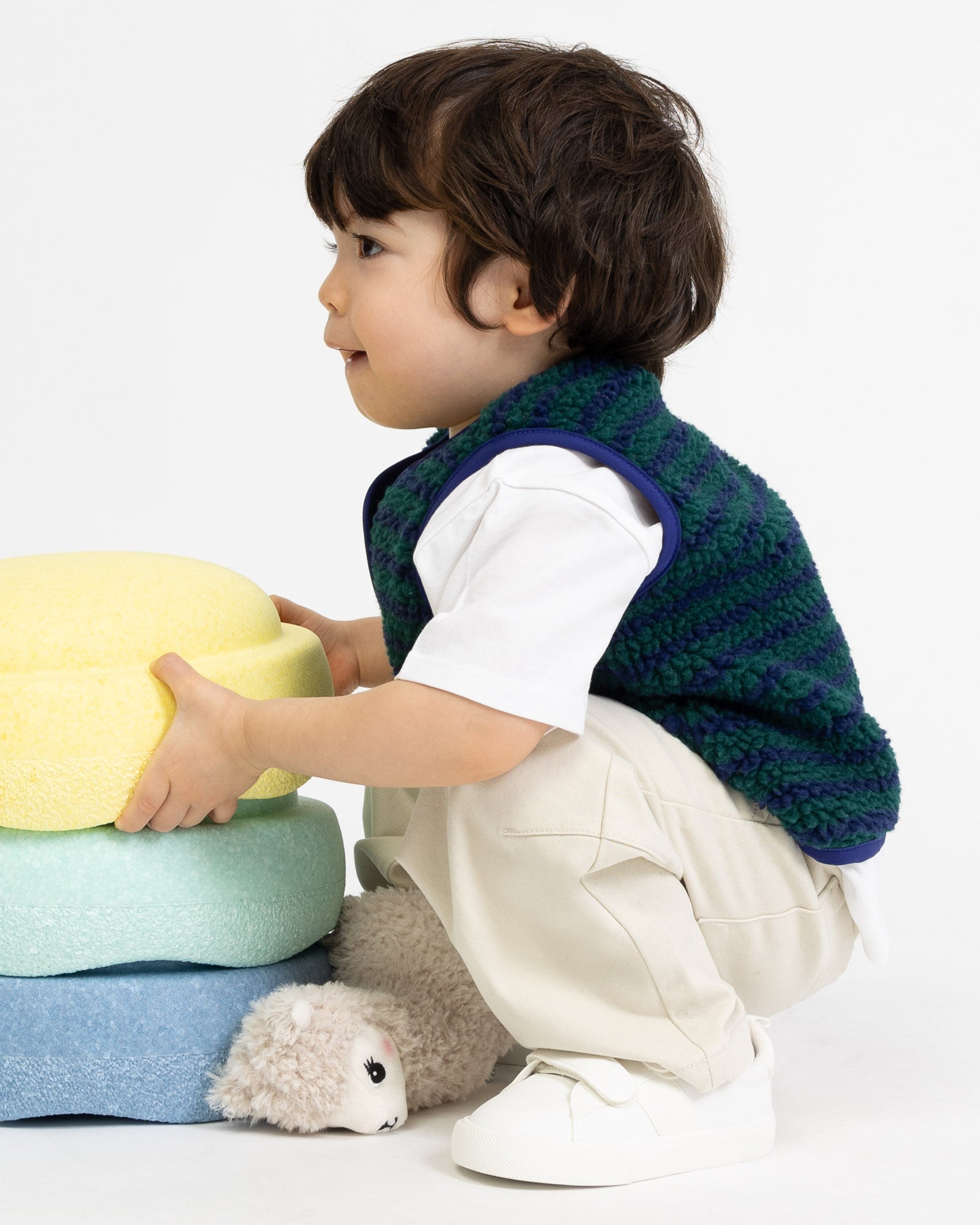 Gestreifte Teddy Kinderweste