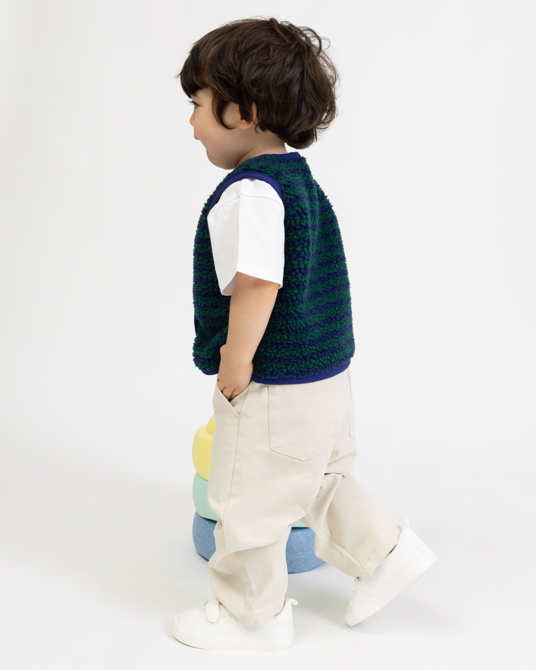 Gestreifte Teddy Kinderweste