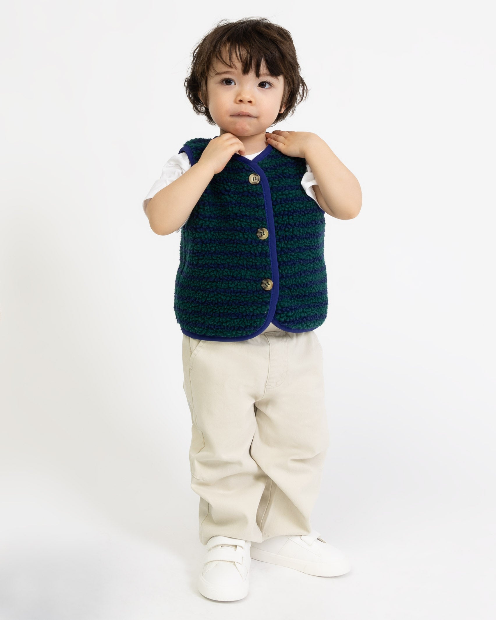 Gestreifte Teddy Kinderweste