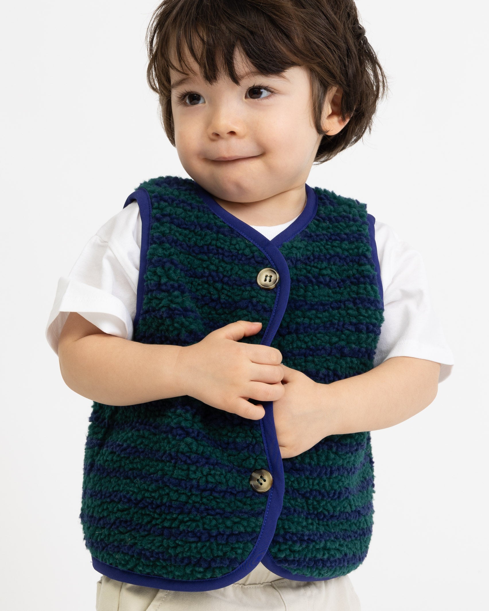 Gestreifte Teddy Kinderweste