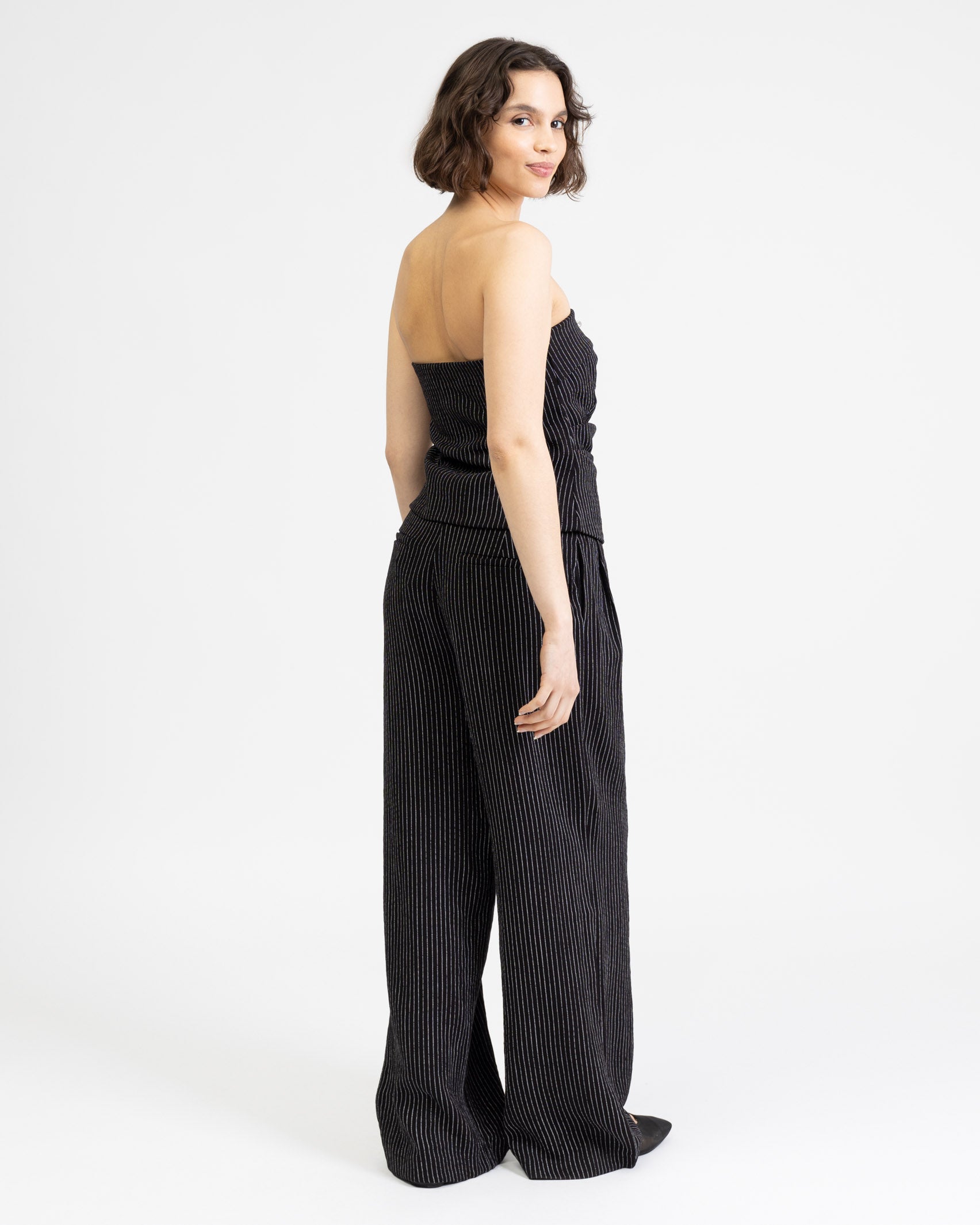 Gestreifte Anzughose mit Bundfalten