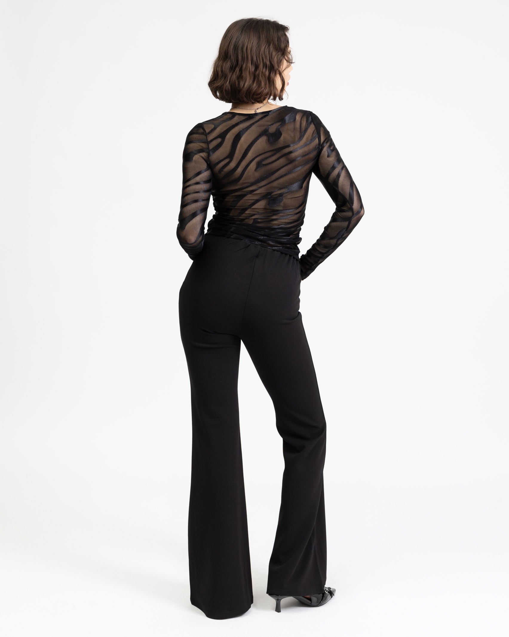 Langarmshirt aus Mesh mit Animalprint