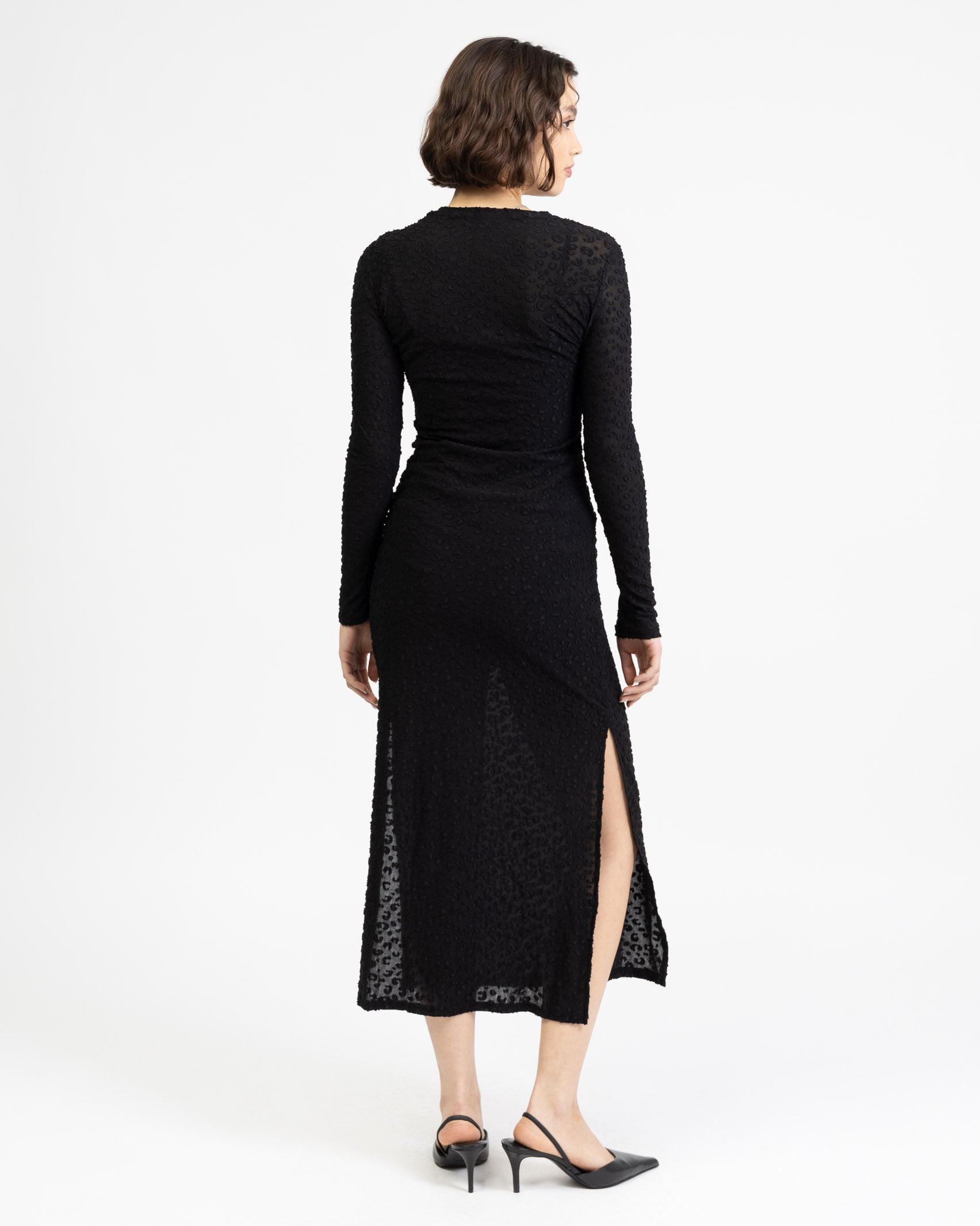 Maxikleid aus Mesh mit Animalprint