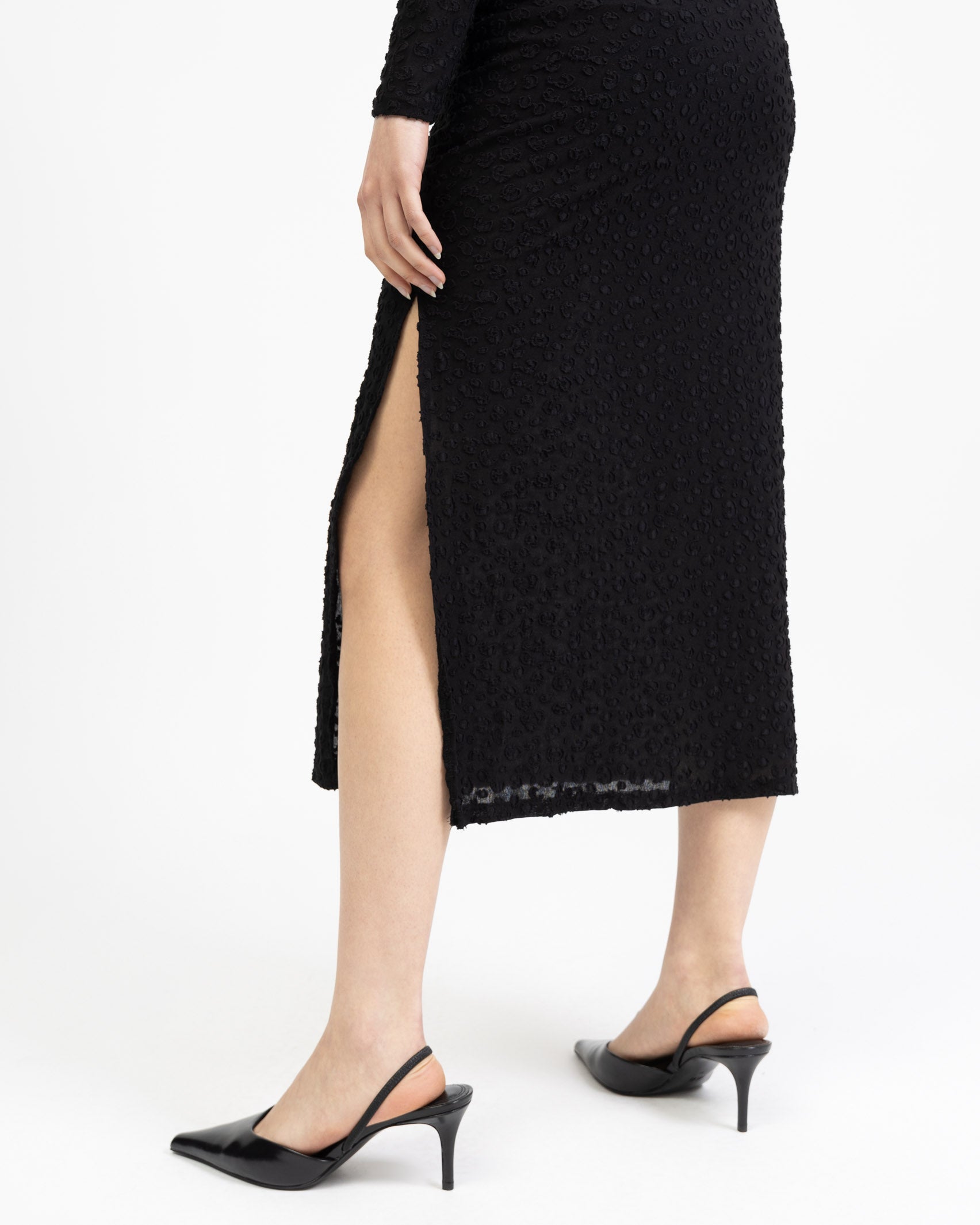 Maxikleid aus Mesh mit Animalprint