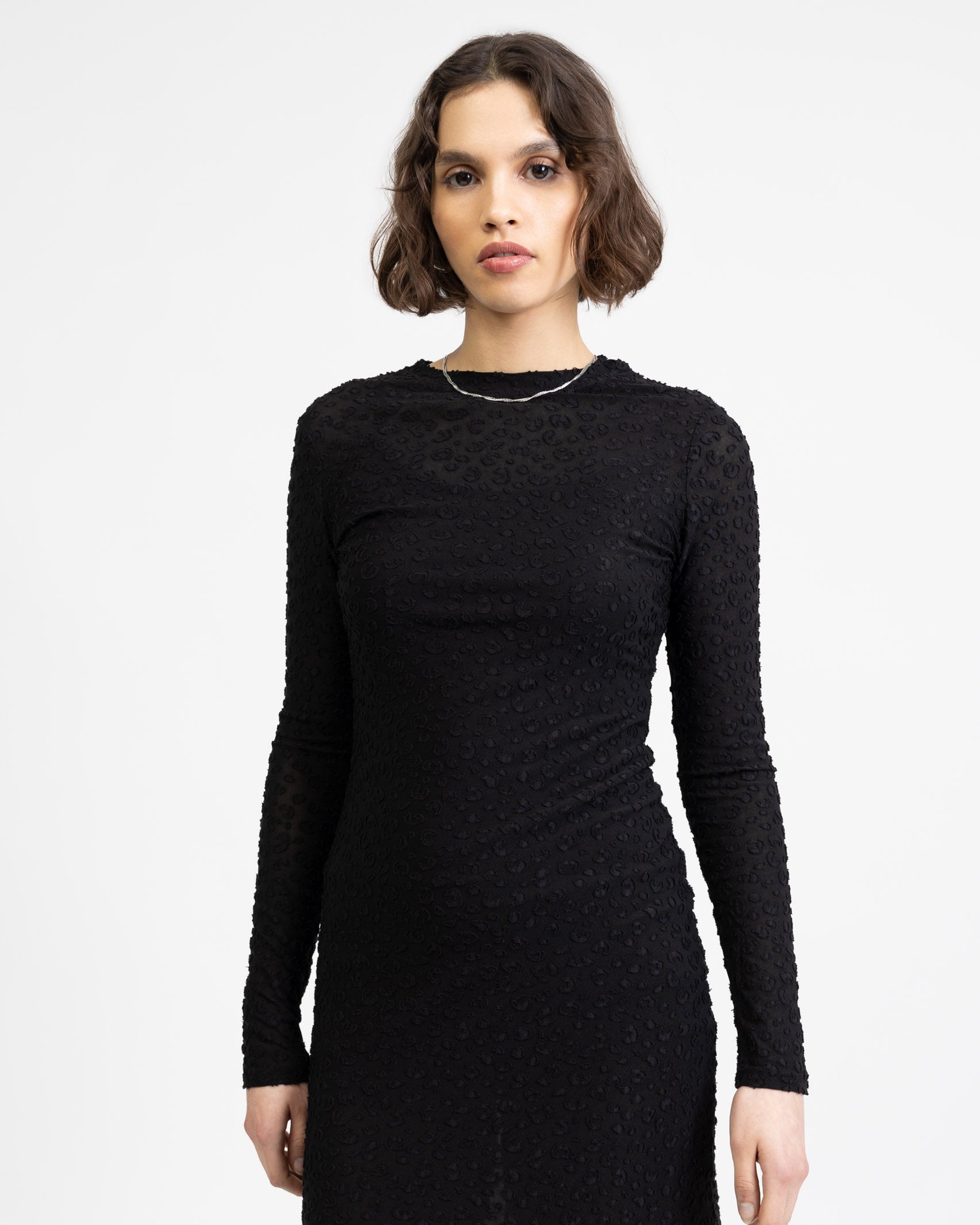 Maxikleid aus Mesh mit Animalprint