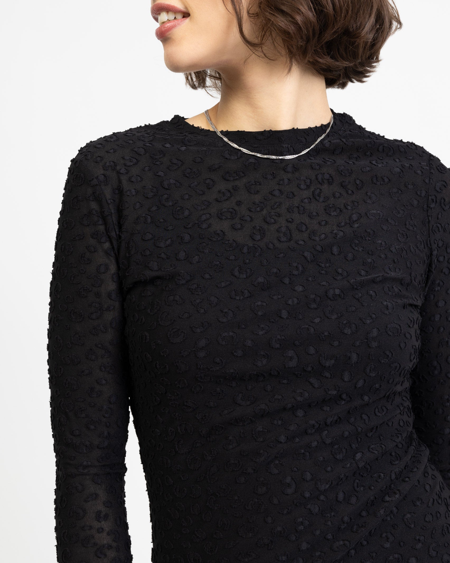 Maxikleid aus Mesh mit Animalprint