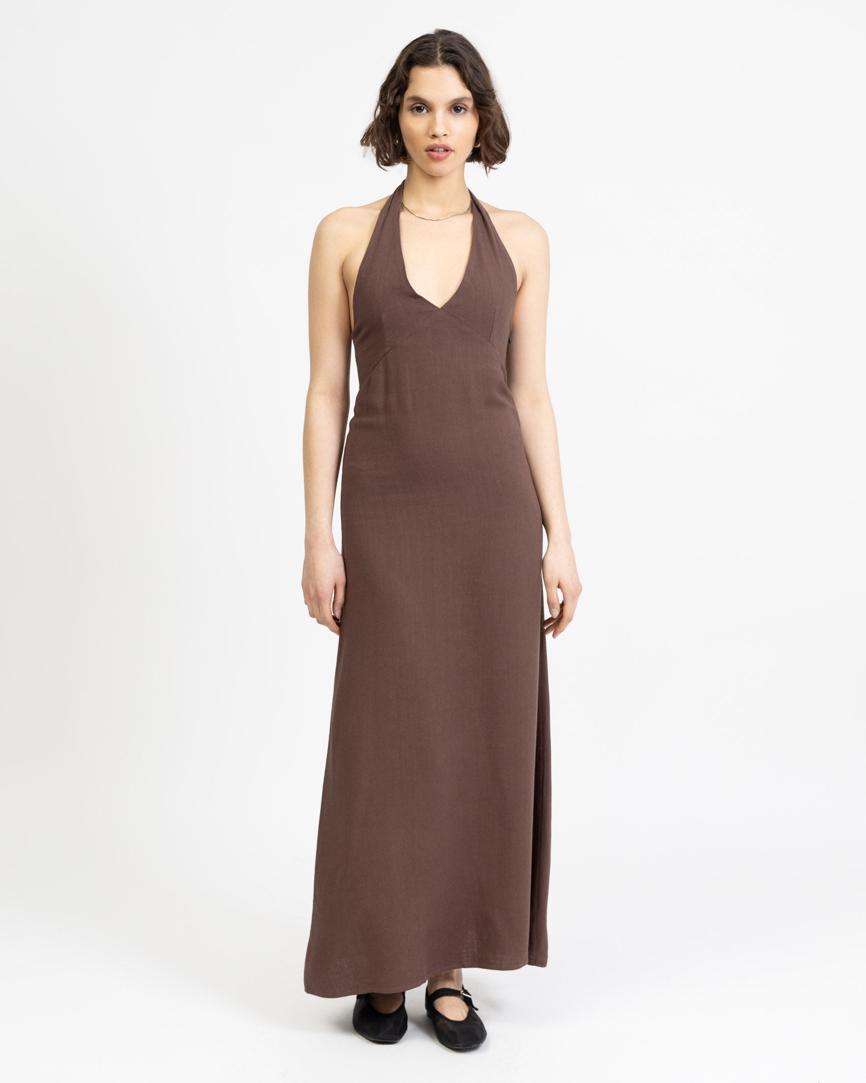 Neckholder Maxikleid mit Leinenanteil