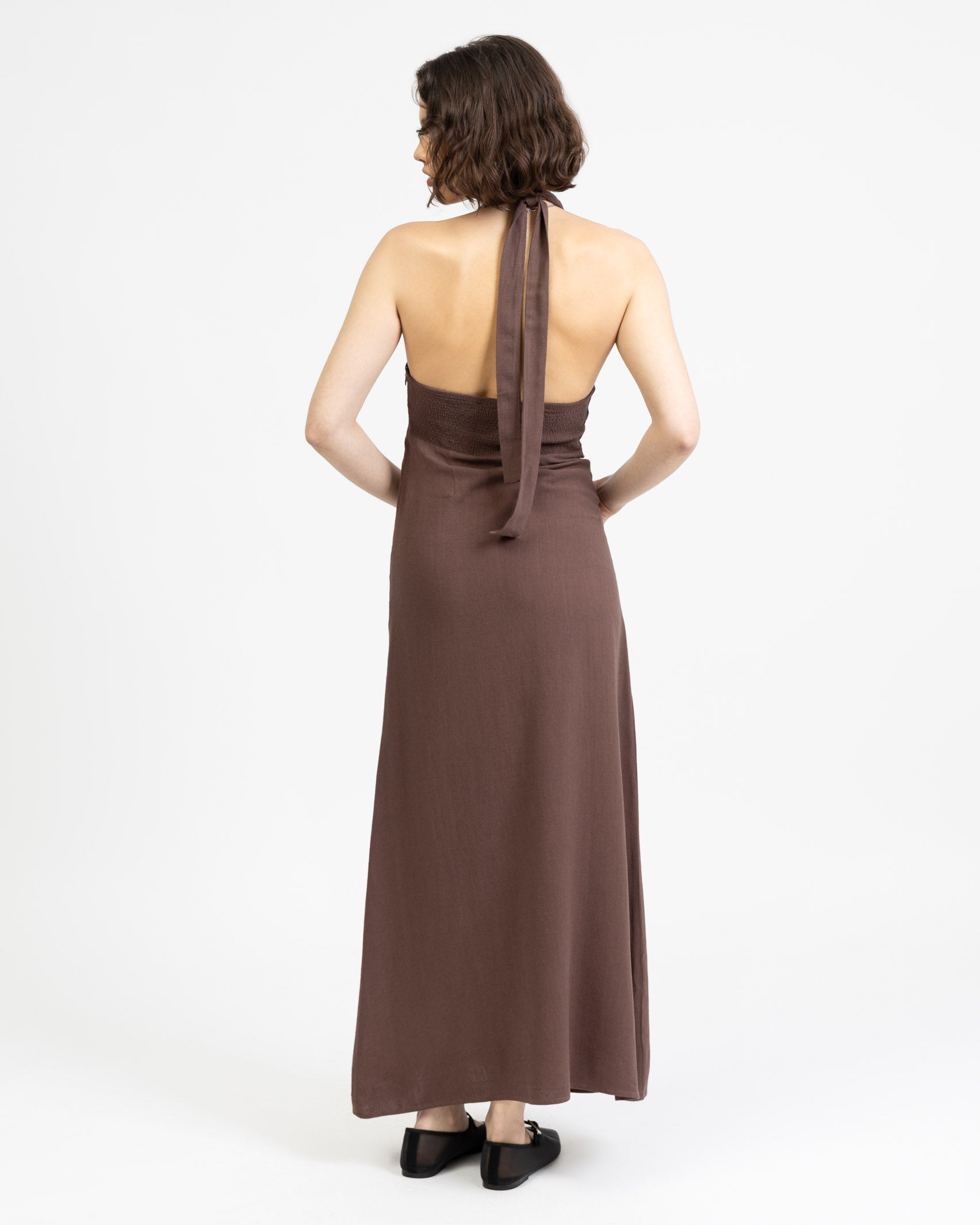 Neckholder Maxikleid mit Leinenanteil