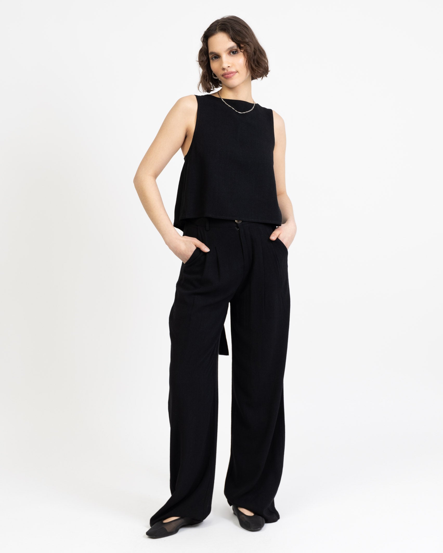 Luftiges Top aus Leinen-Mix