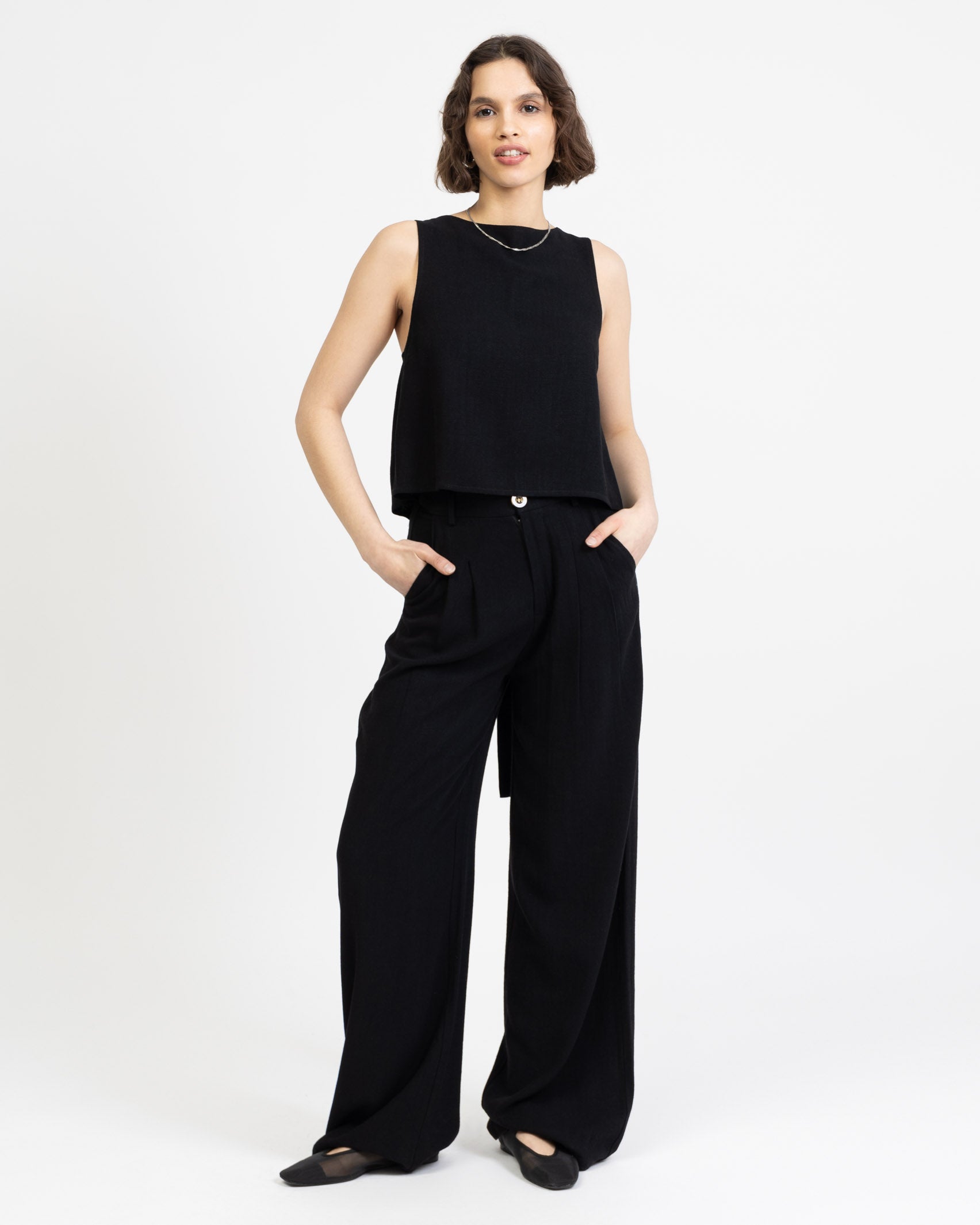 Anzughose aus Leinen-Mix