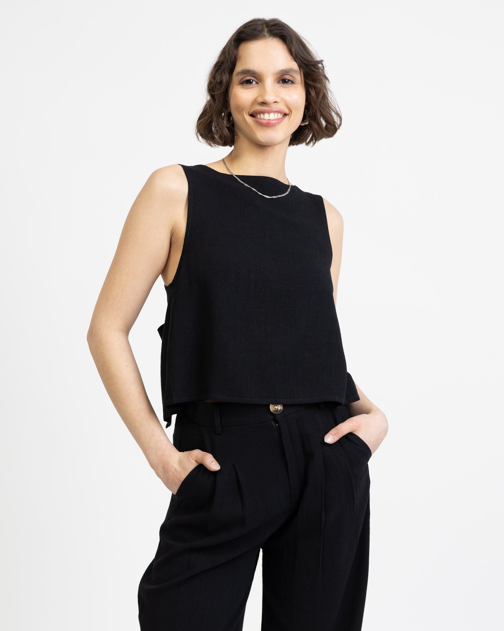 Luftiges Top aus Leinen-Mix