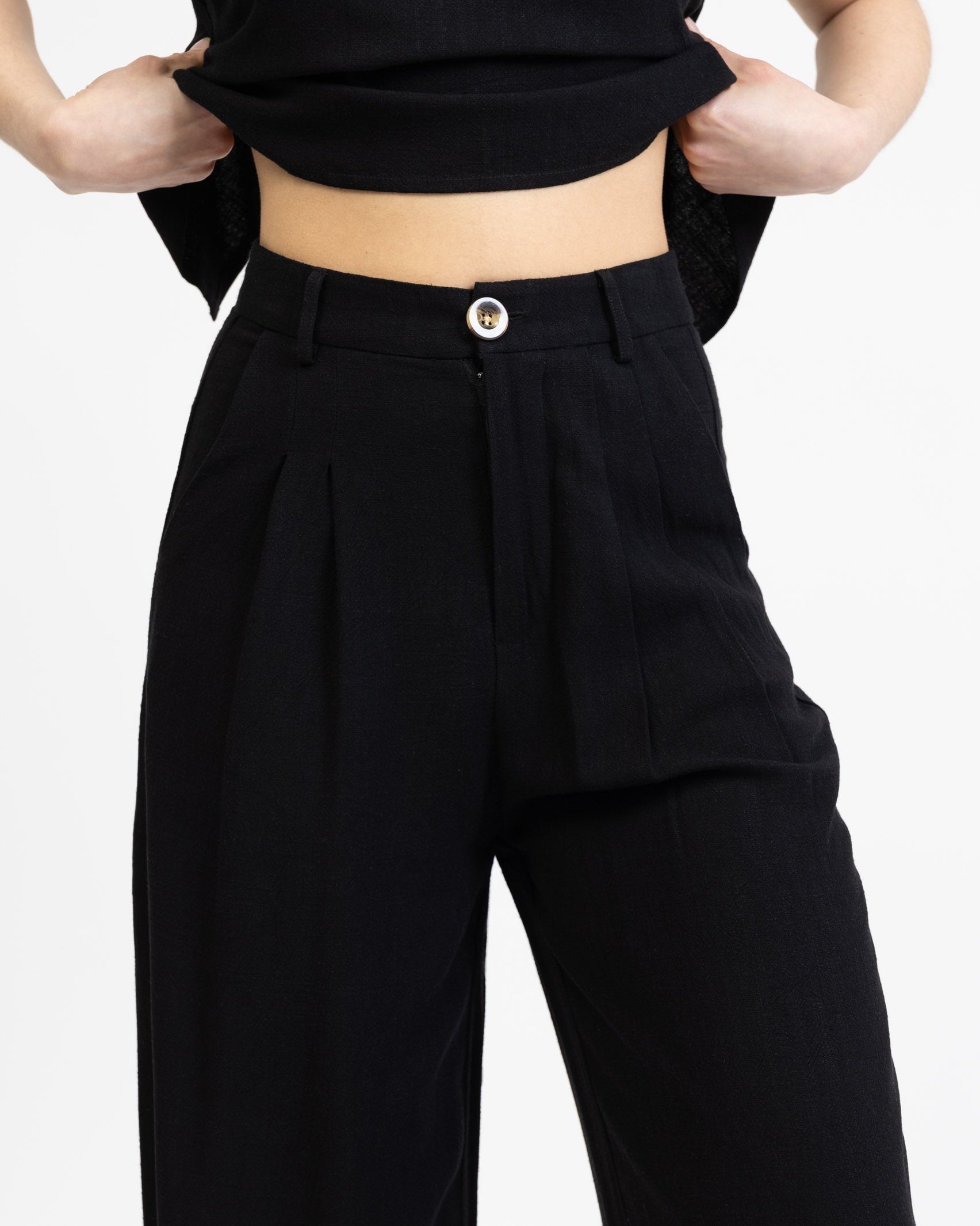 Anzughose aus Leinen-Mix