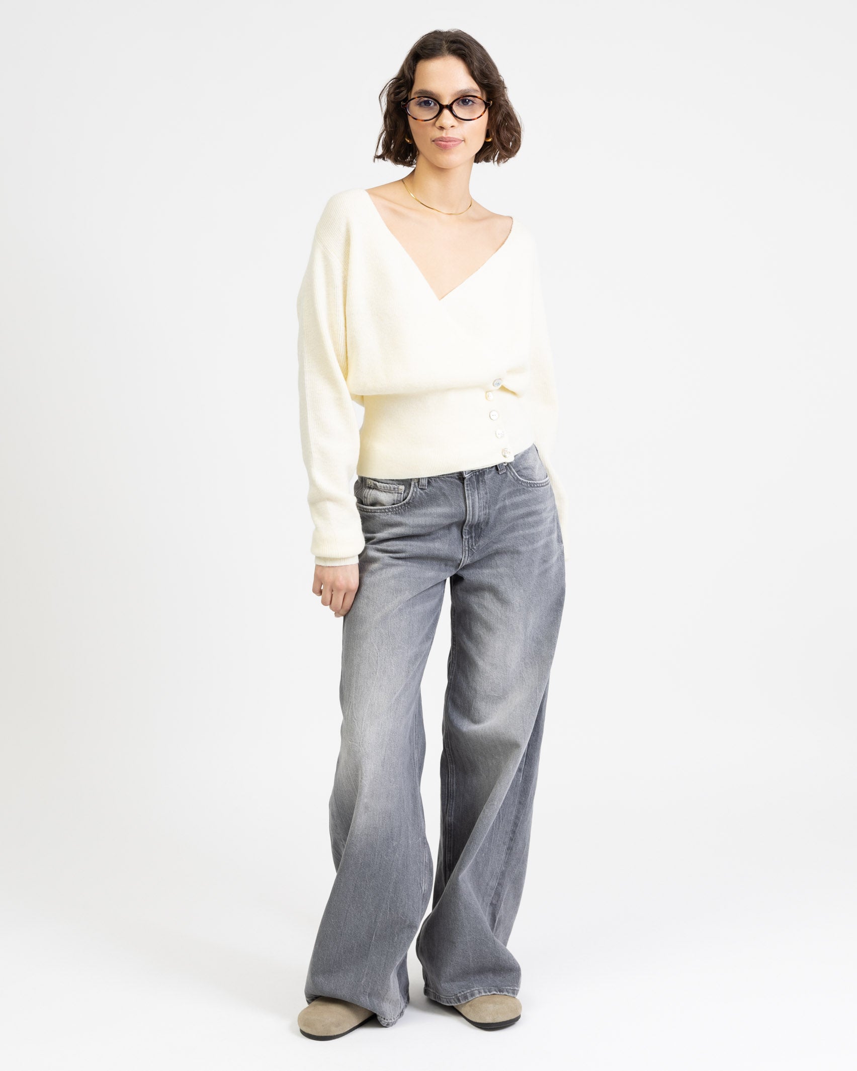 Weiche Wickelstrickjacke