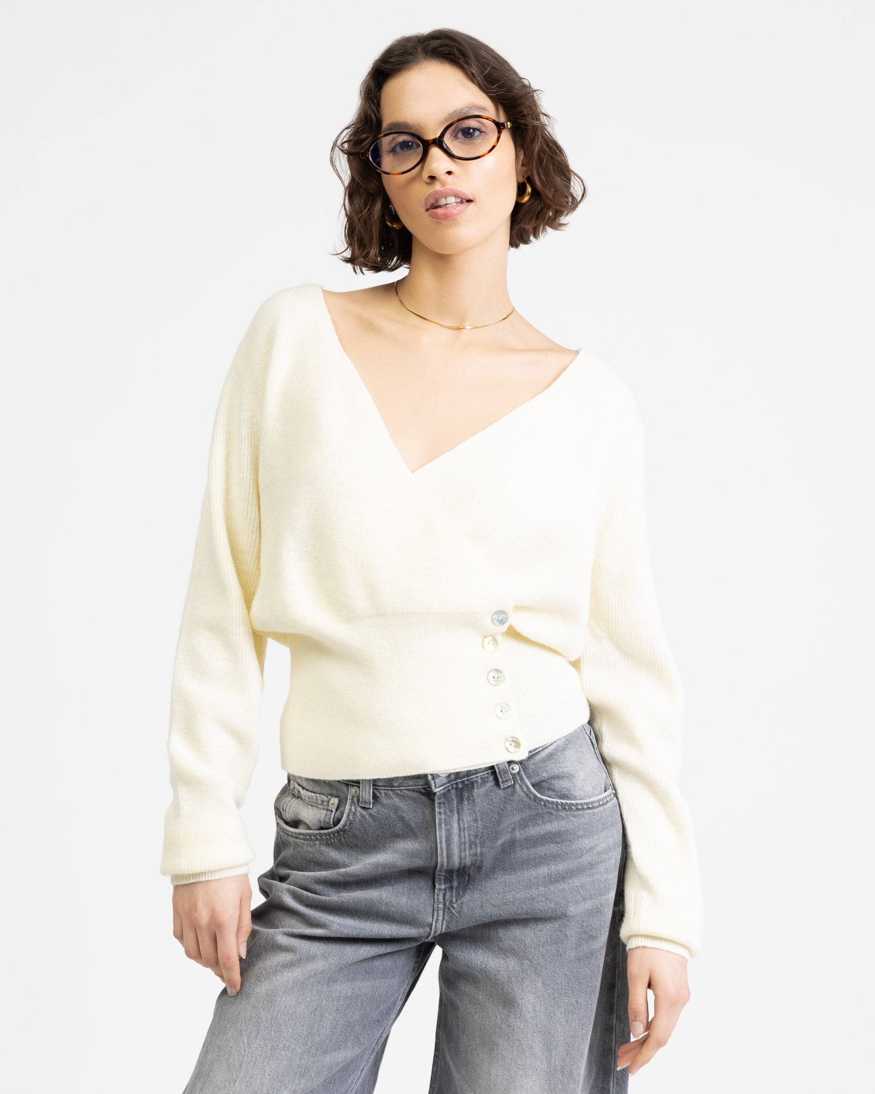 Weiche Wickelstrickjacke