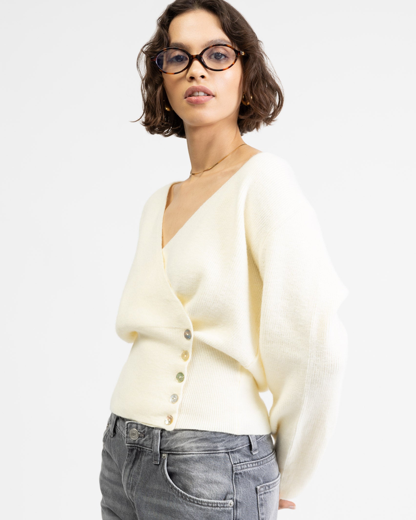 Weiche Wickelstrickjacke