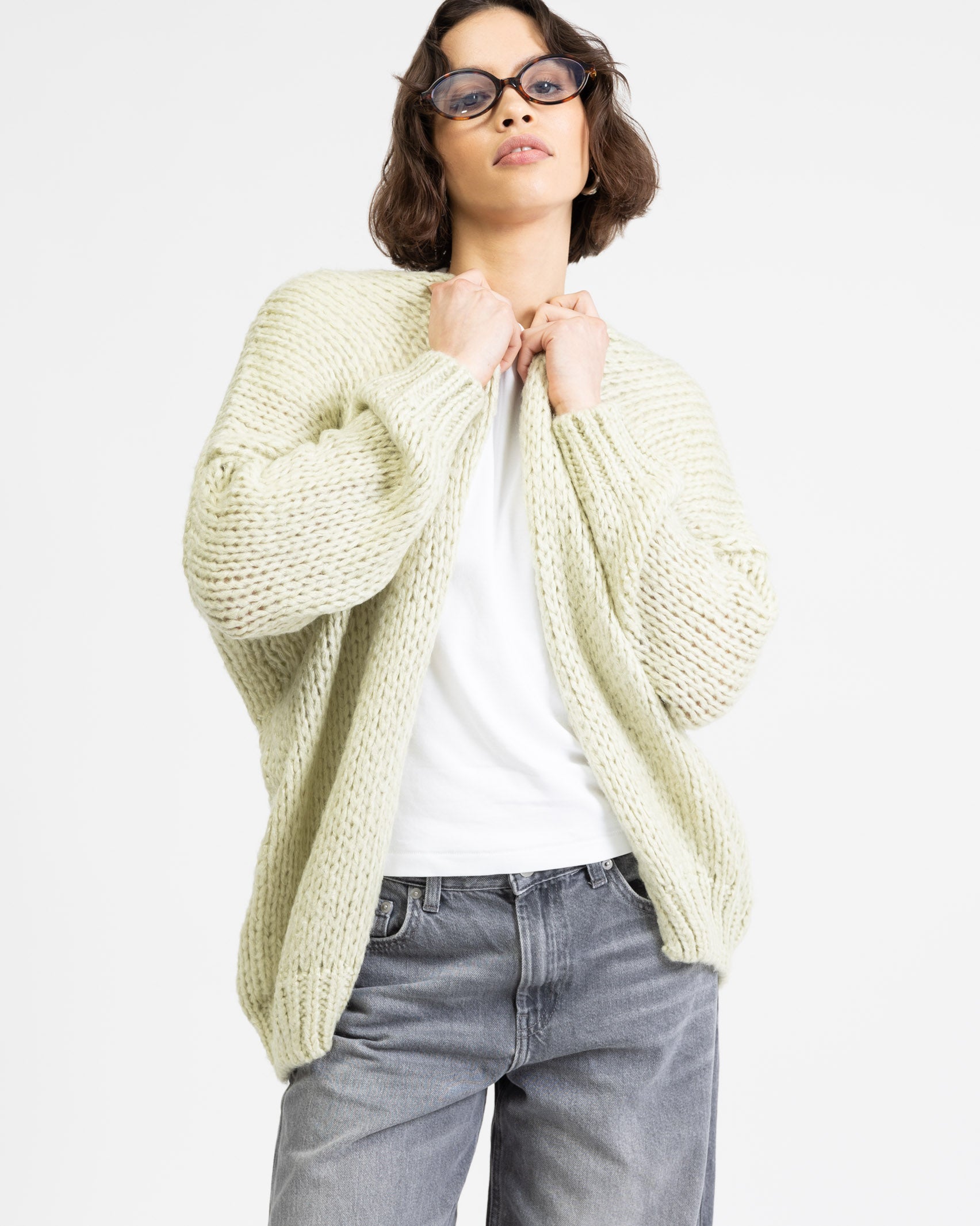 Oversized Wollstrickjacke