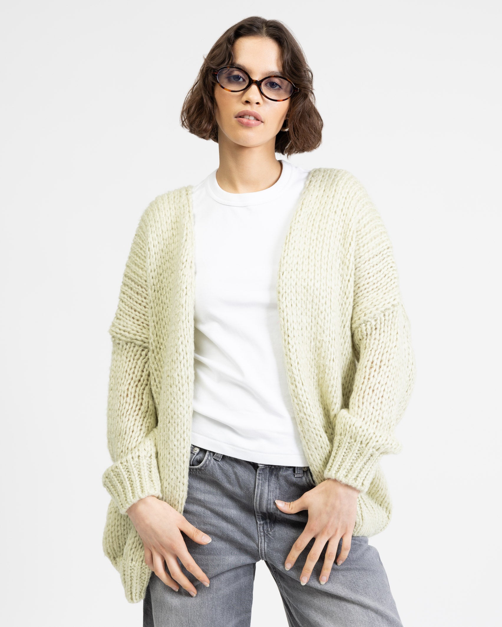 Oversized Wollstrickjacke