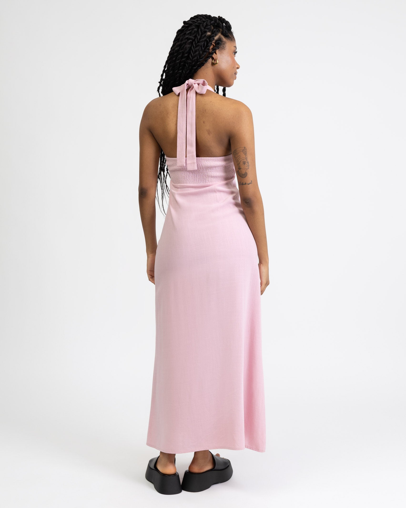 Neckholder Maxikleid aus Leinen-Mix