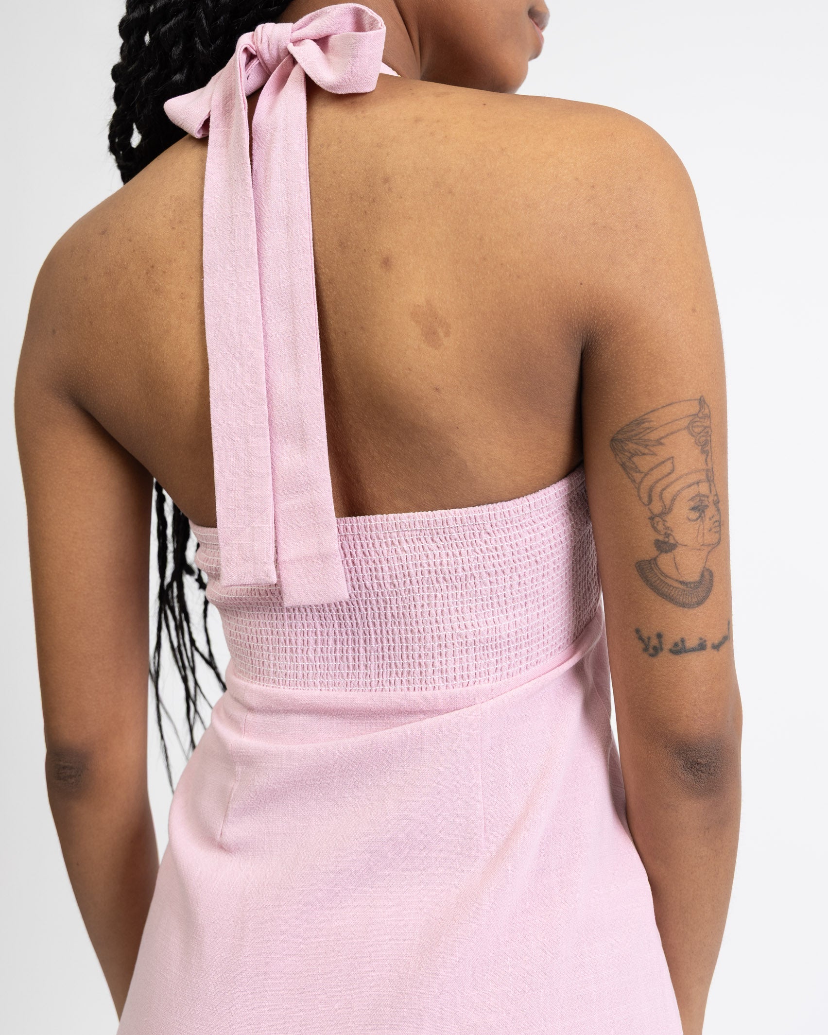 Neckholder Maxikleid aus Leinen-Mix