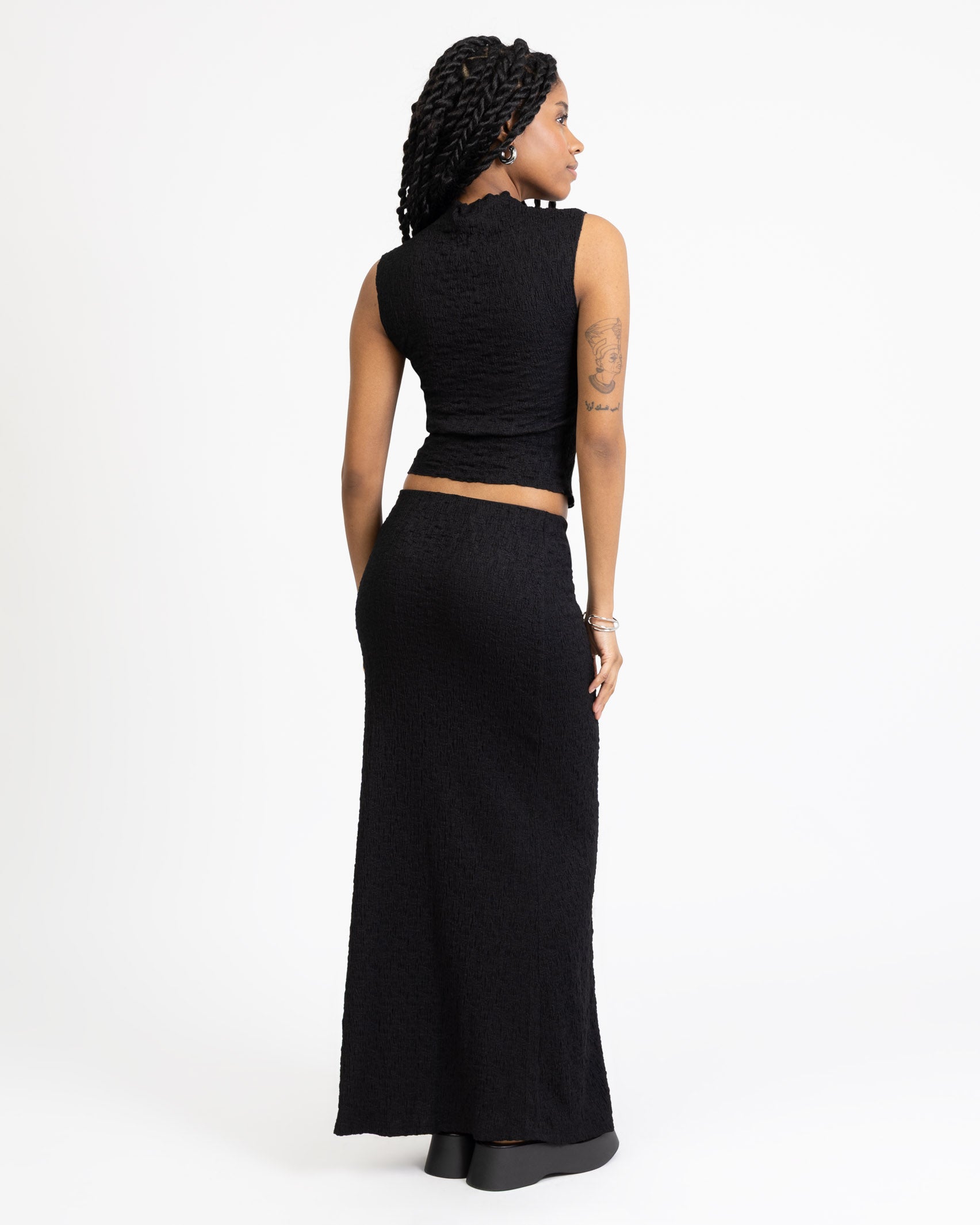 Top mit gecrinkeltem Material