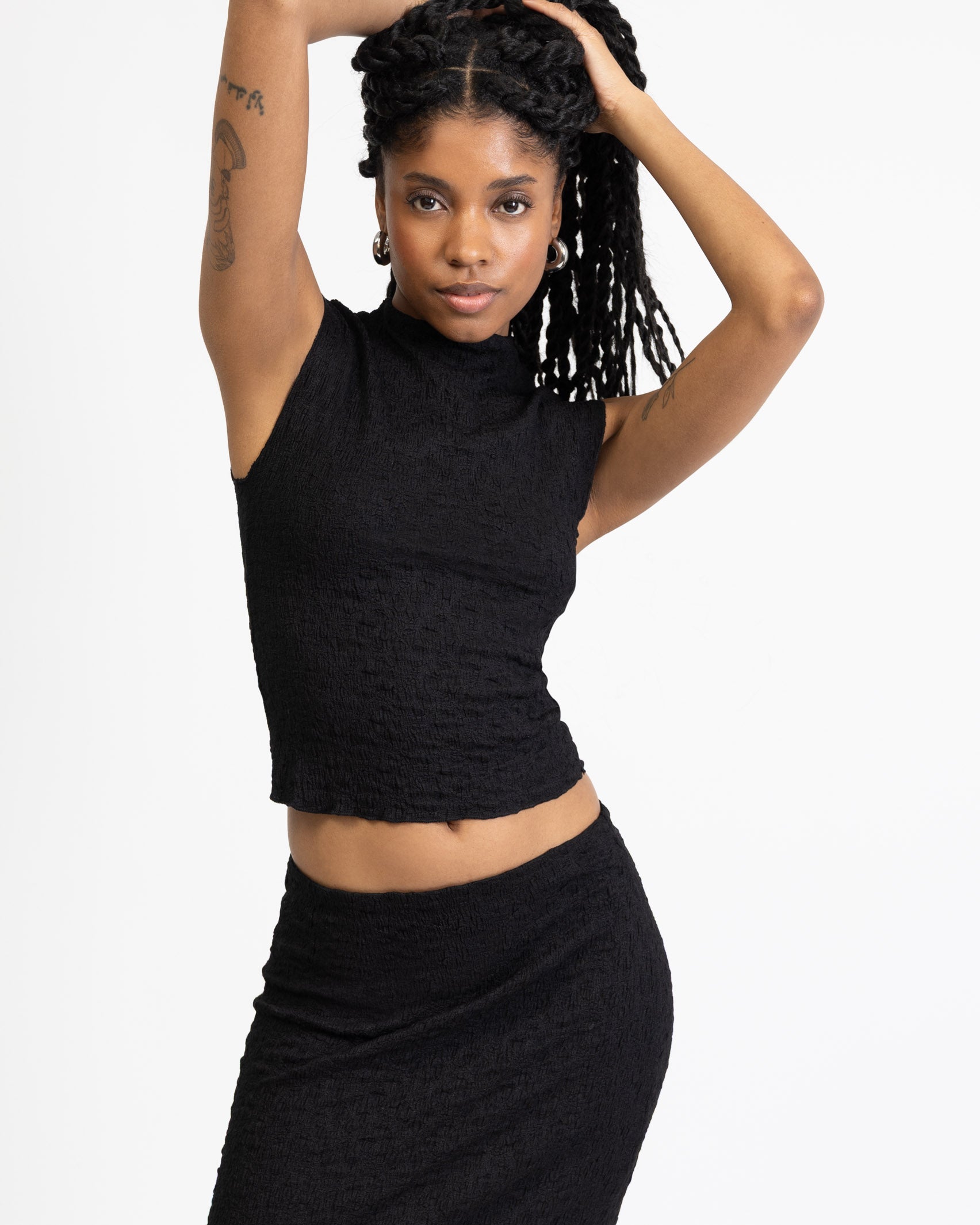 Top mit gecrinkeltem Material