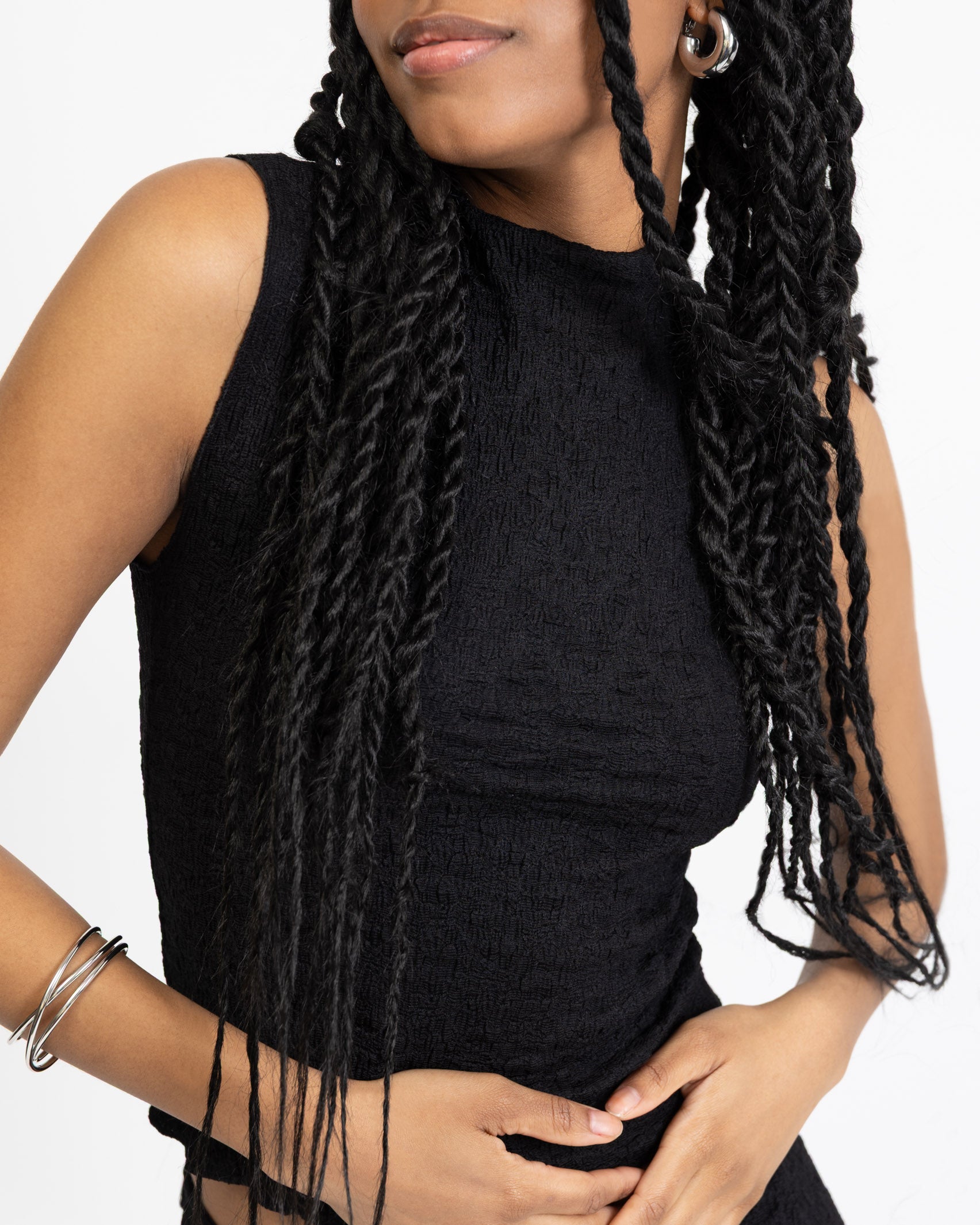 Top mit gecrinkeltem Material