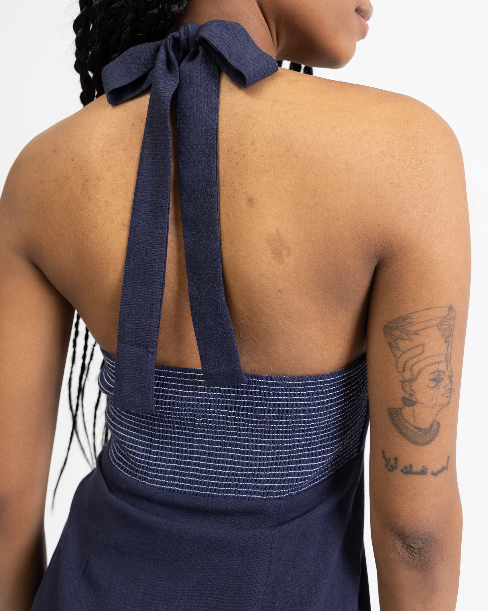 Neckholder Maxikleid aus Leinen-Mix