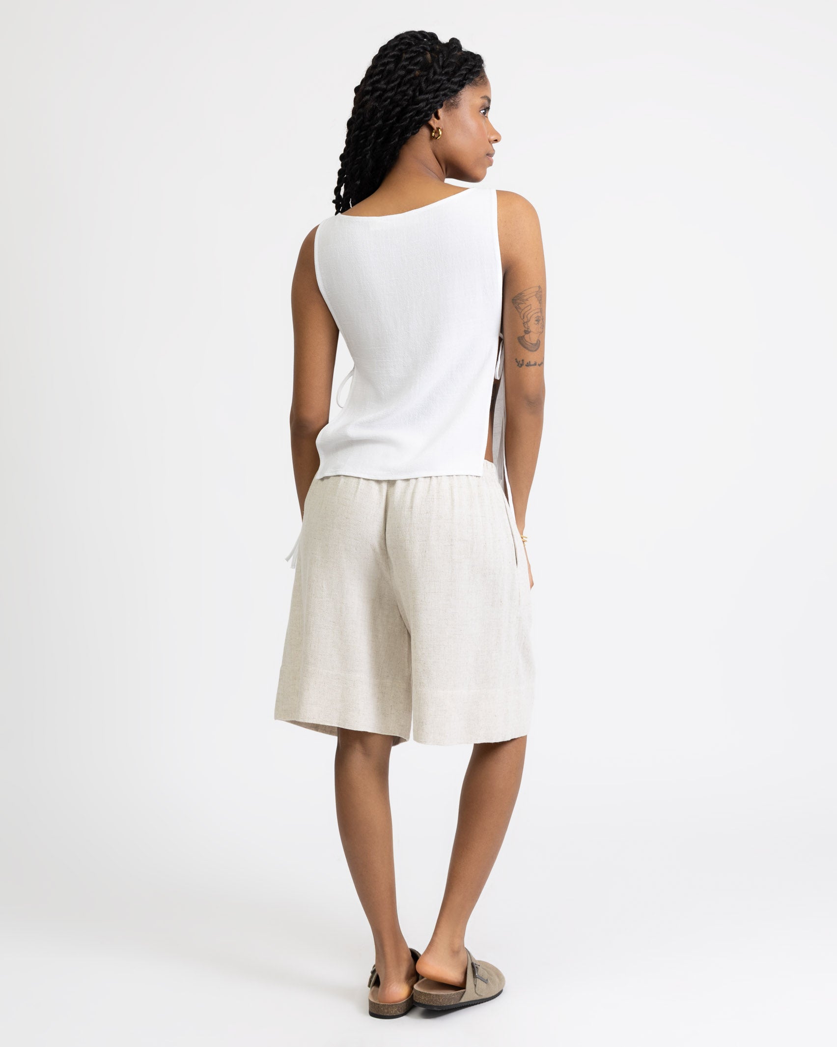 Bermuda Shorts aus Leinen-Mix