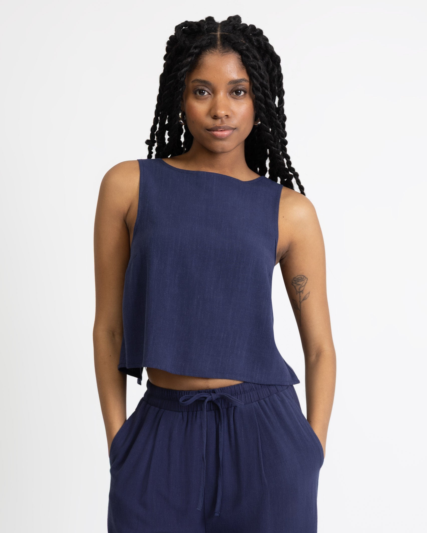 Luftiges Top aus Leinen-Mix