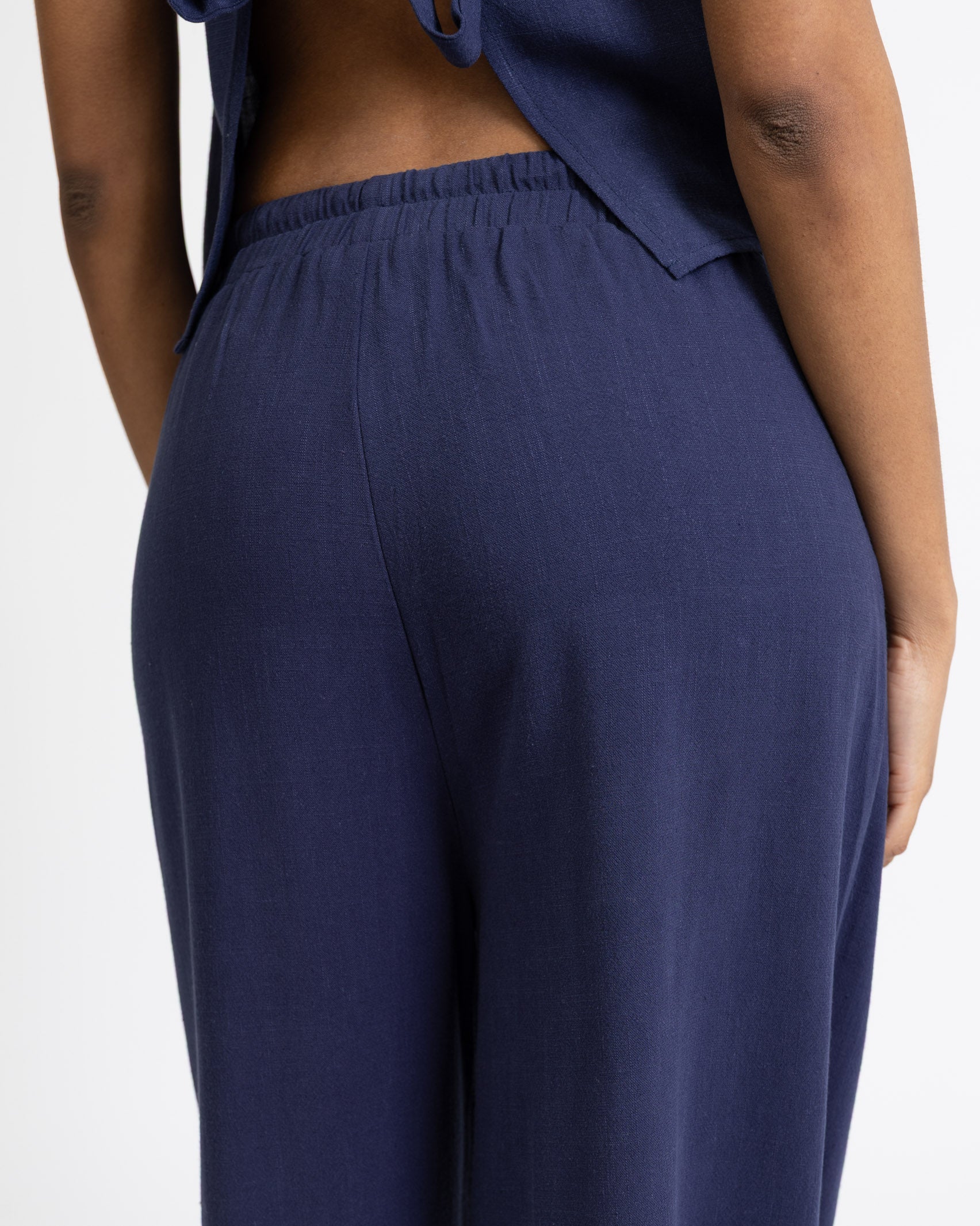 High-Waist Stoffhose aus Leinen-Mix