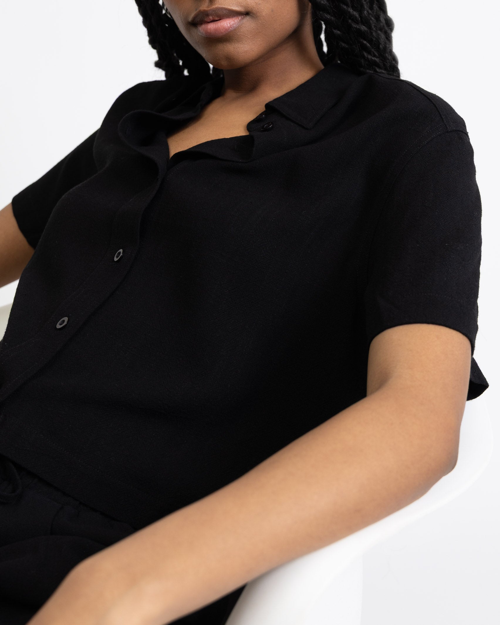 Crop Bluse aus Leinen-Mix